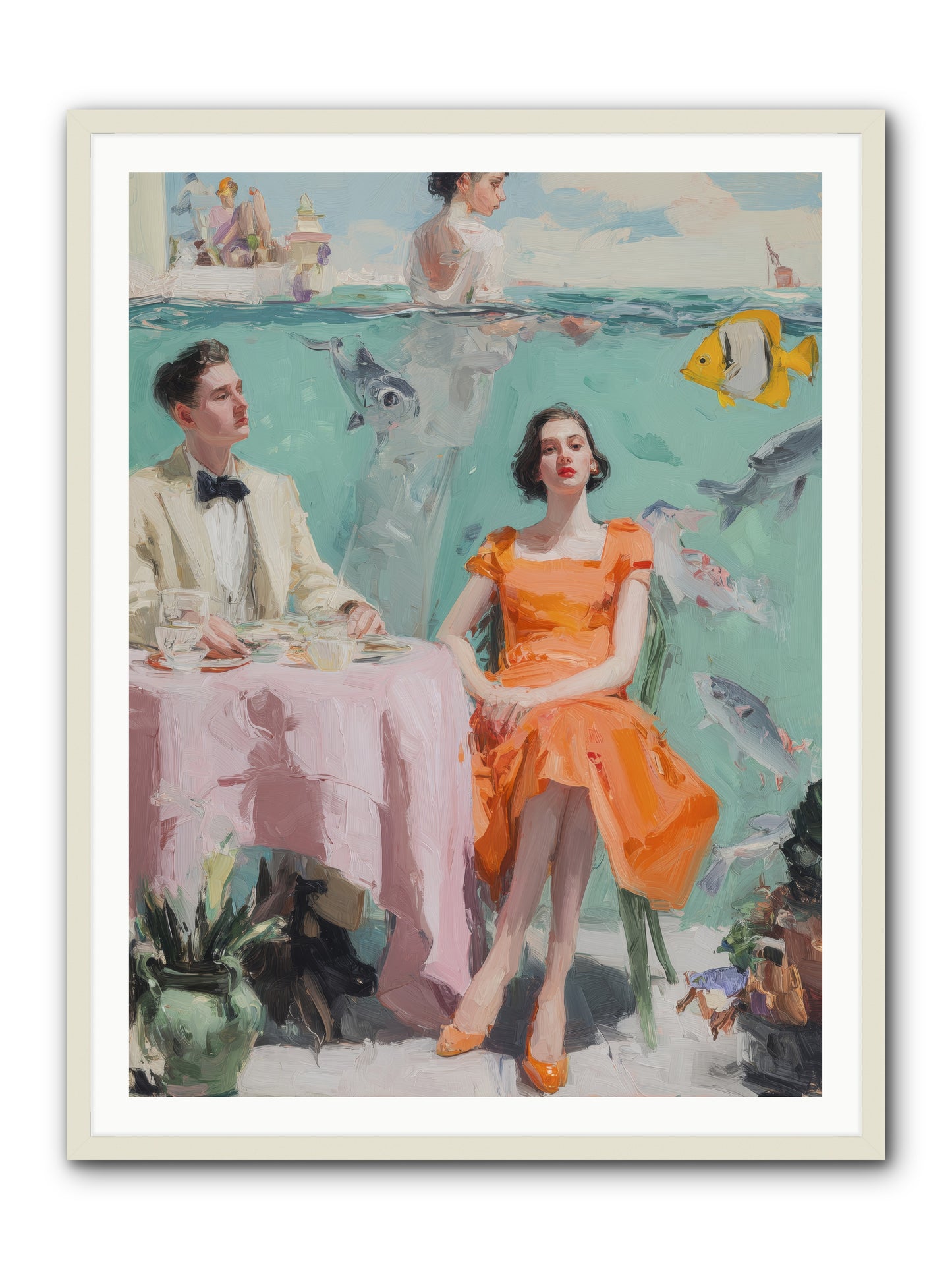 Tidal Cocktails -- Framed Print - White 36x48