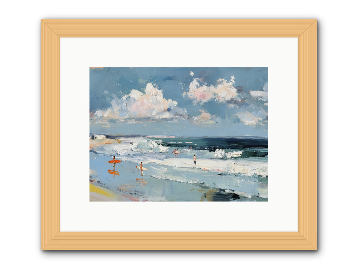 Tide Riders -- Framed Print - Natural 12x9