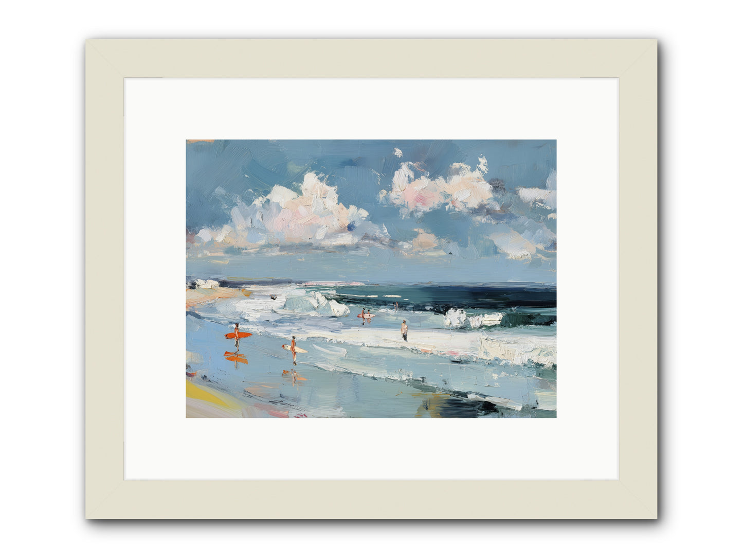 Tide Riders -- Framed Print - White 12x9