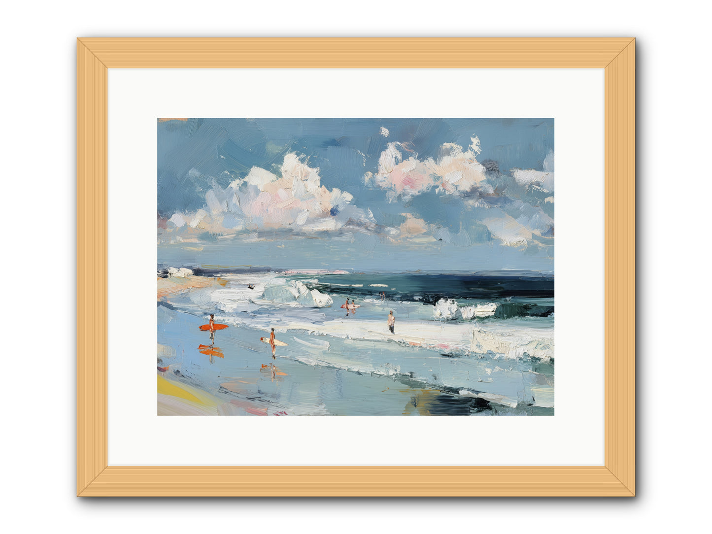 Tide Riders -- Framed Print - Natural 16x12