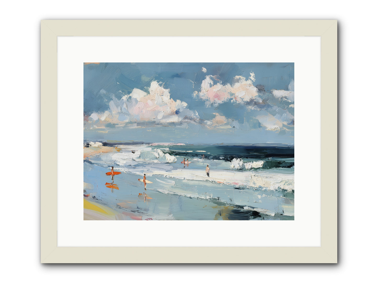 Tide Riders -- Framed Print - White 16x12