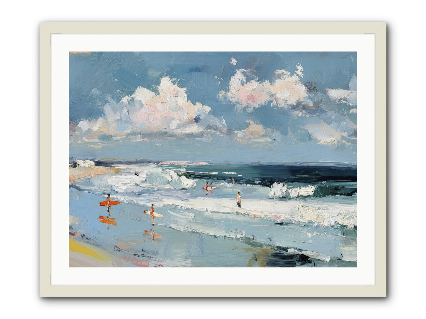 Tide Riders -- Framed Print - White 32x24