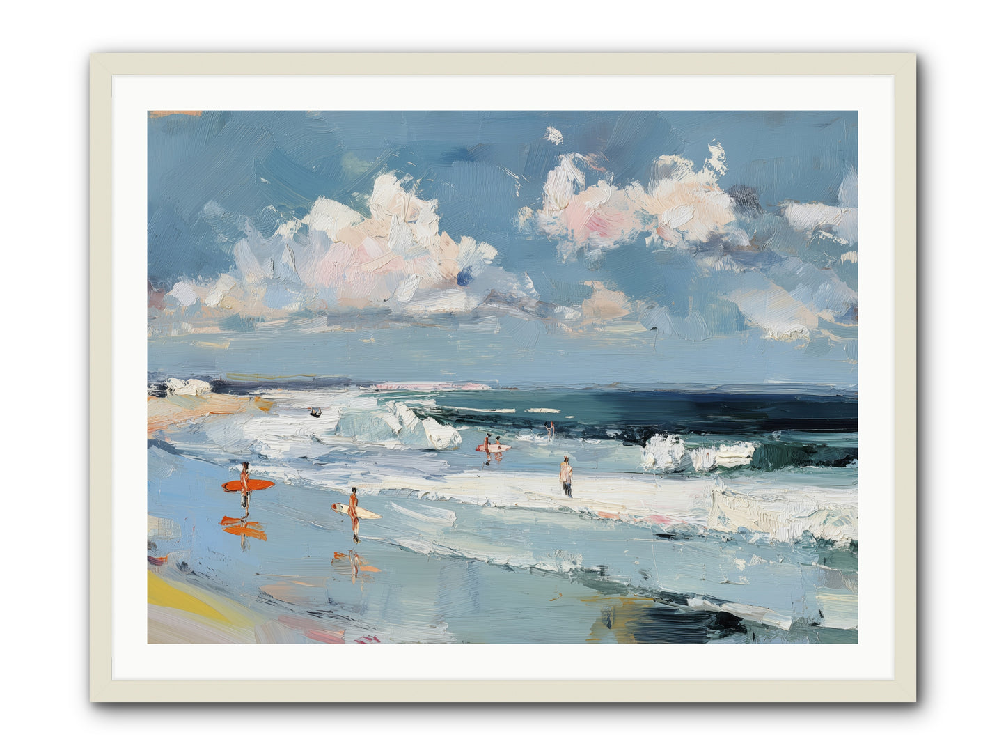 Tide Riders -- Framed Print - White 40x30
