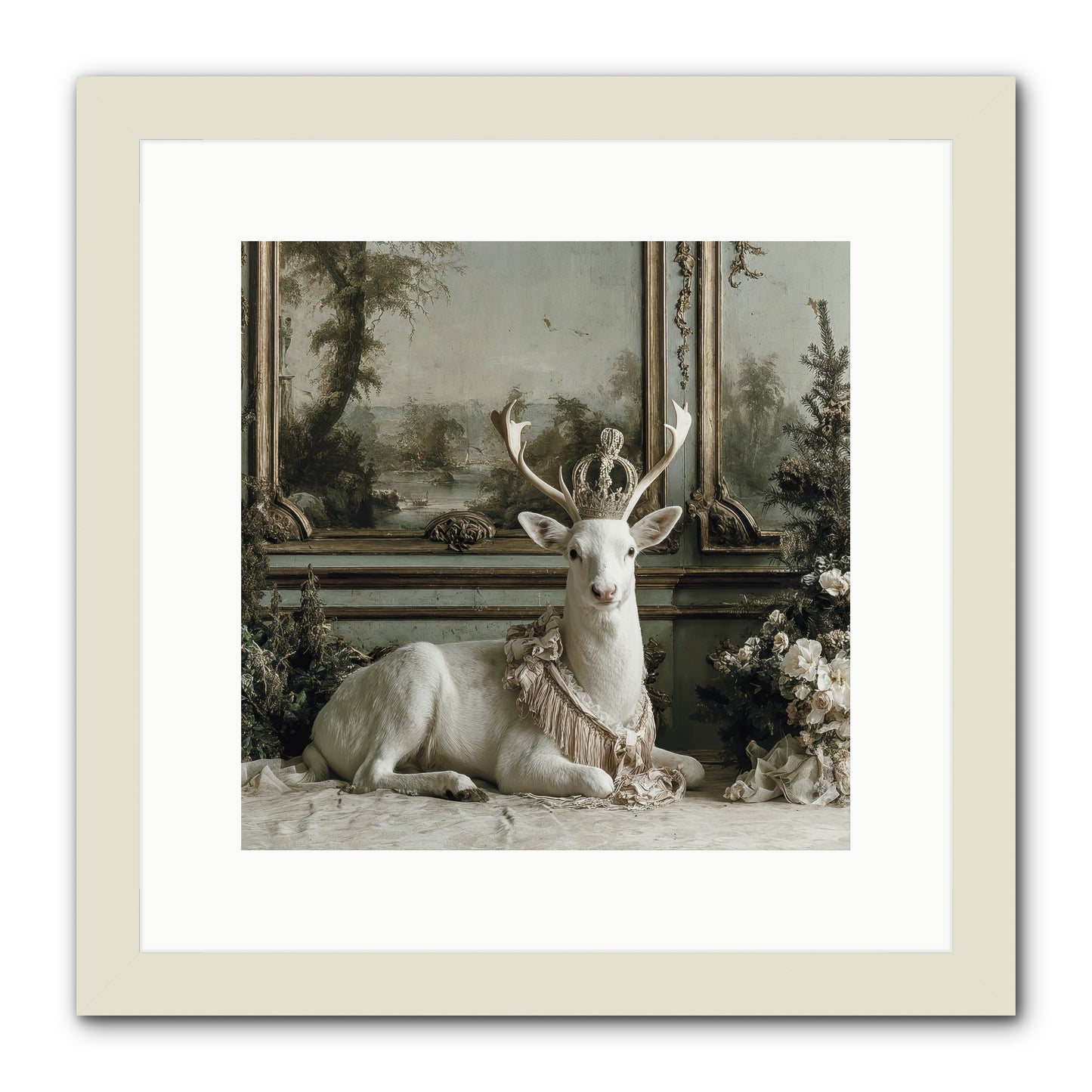 Tranquil In Tinsel & Frost -- Framed Print - White 12x12