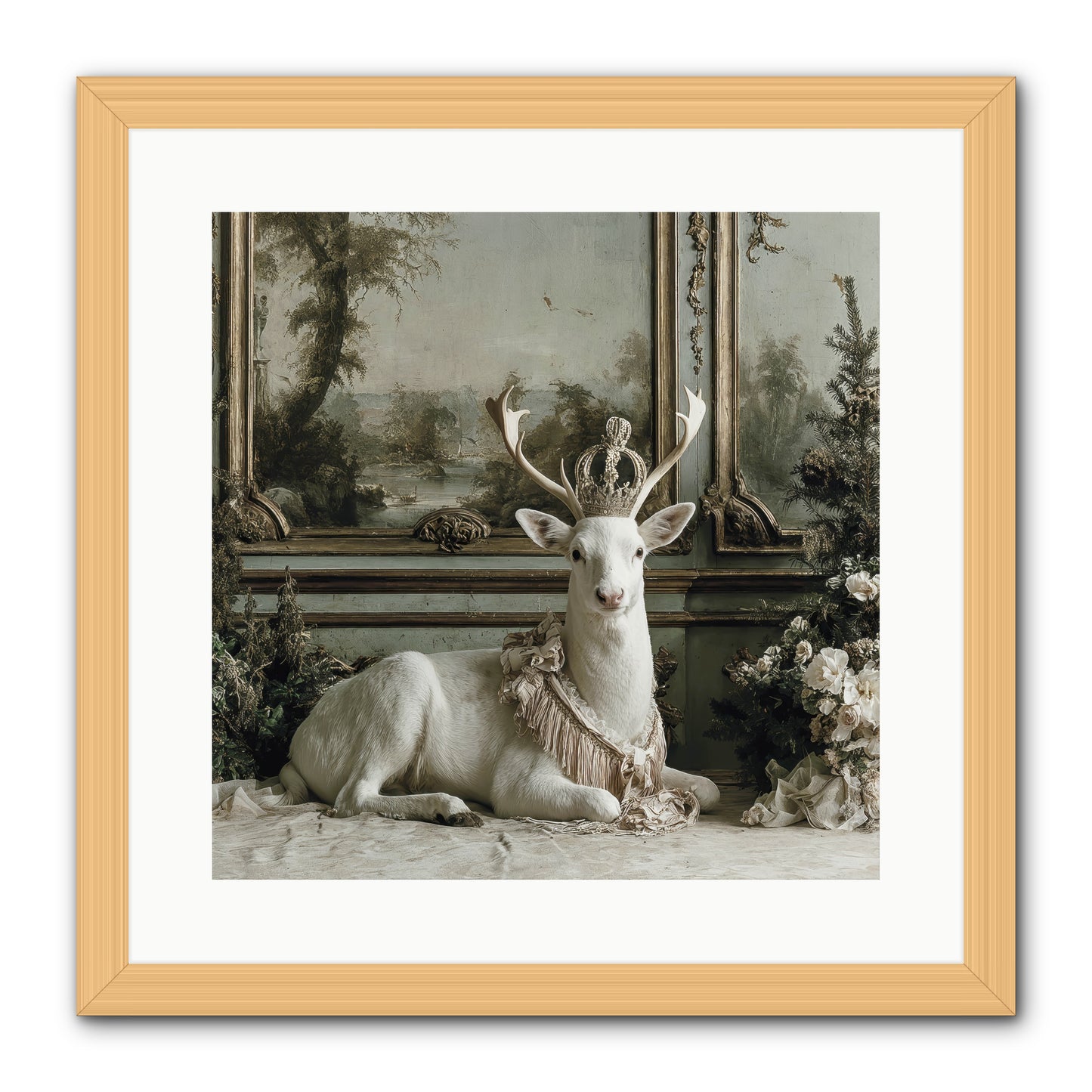 Tranquil In Tinsel & Frost -- Framed Print - Natural 16x16