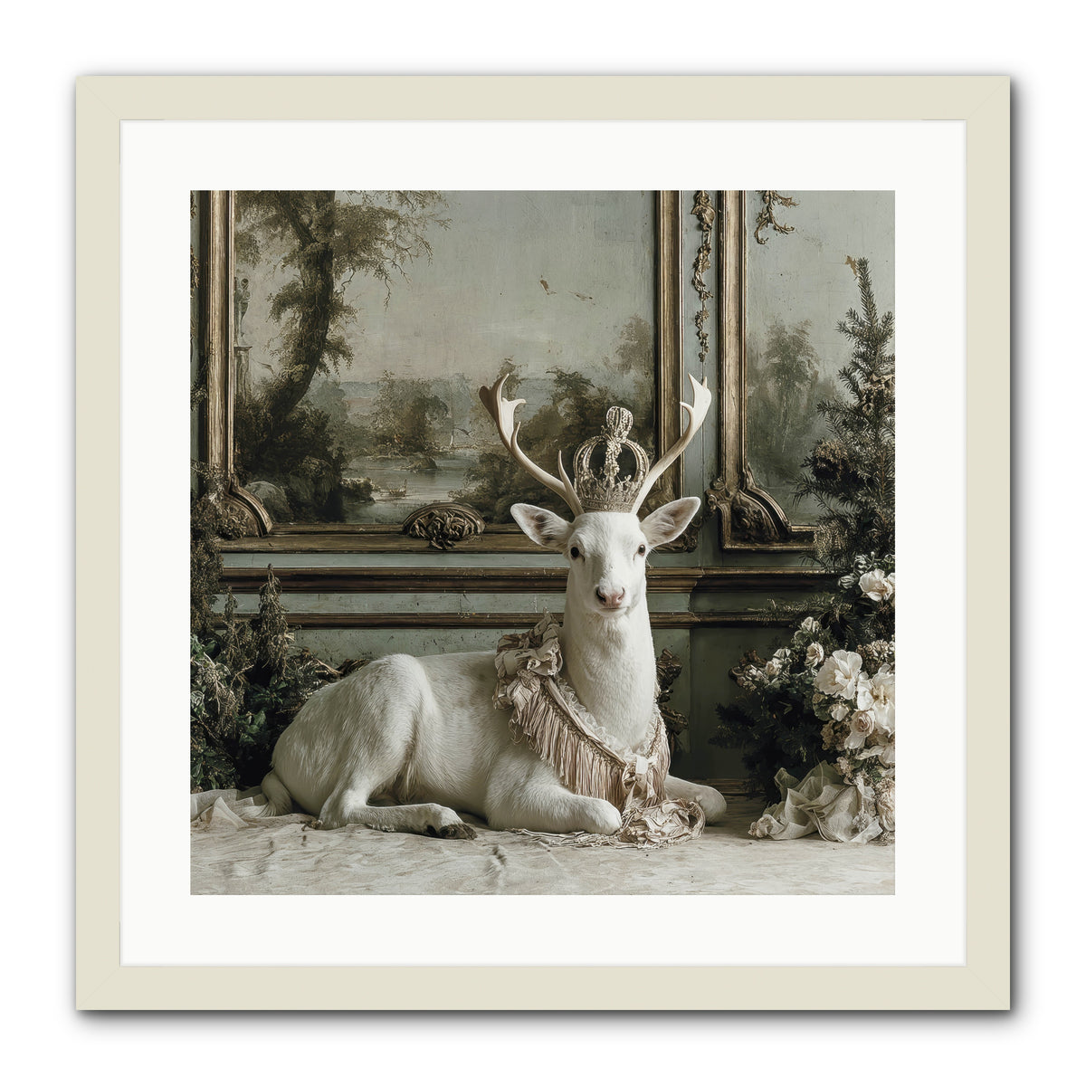 Tranquil In Tinsel & Frost -- Framed Print - White 20x20