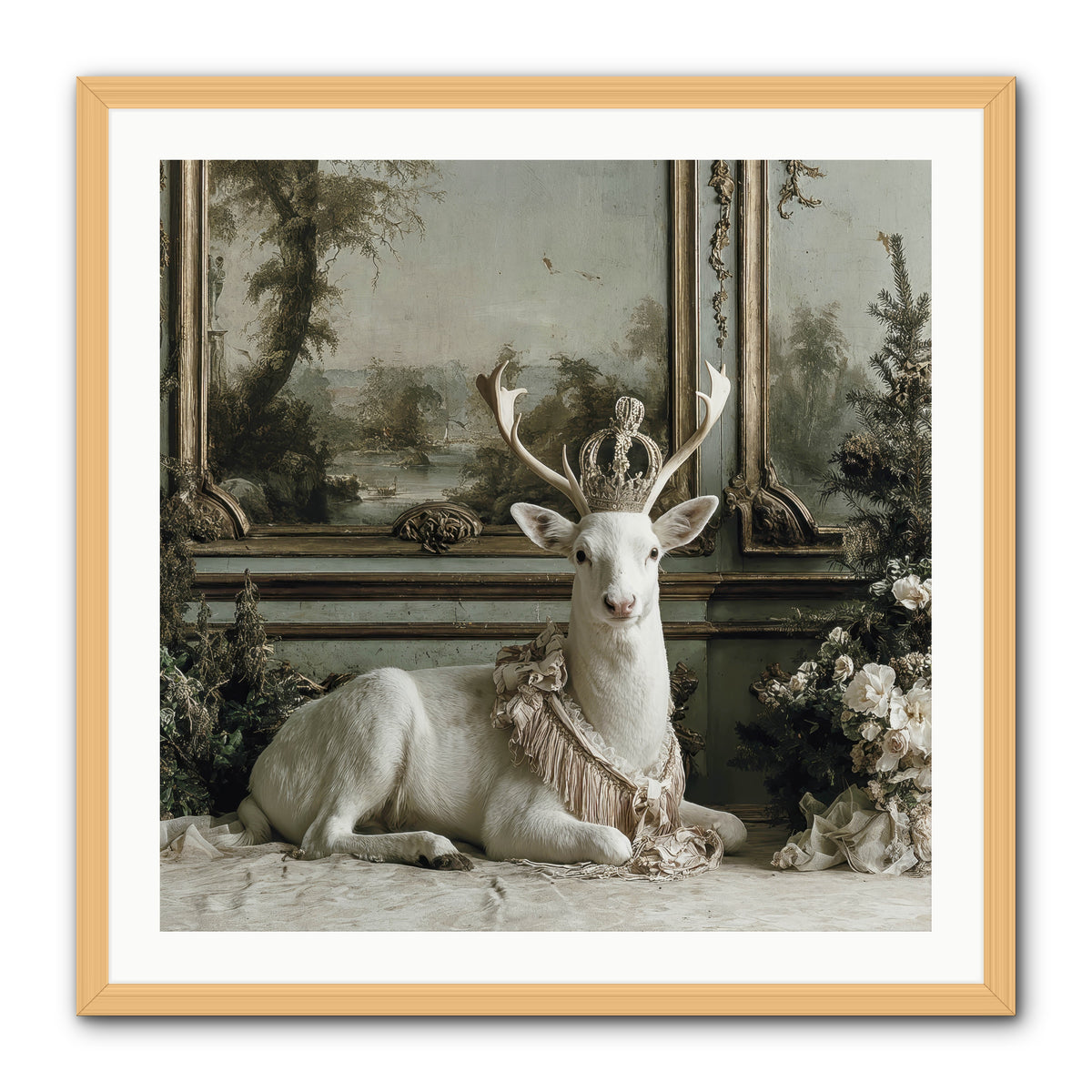 Tranquil In Tinsel & Frost -- Framed Print - Natural 30x30