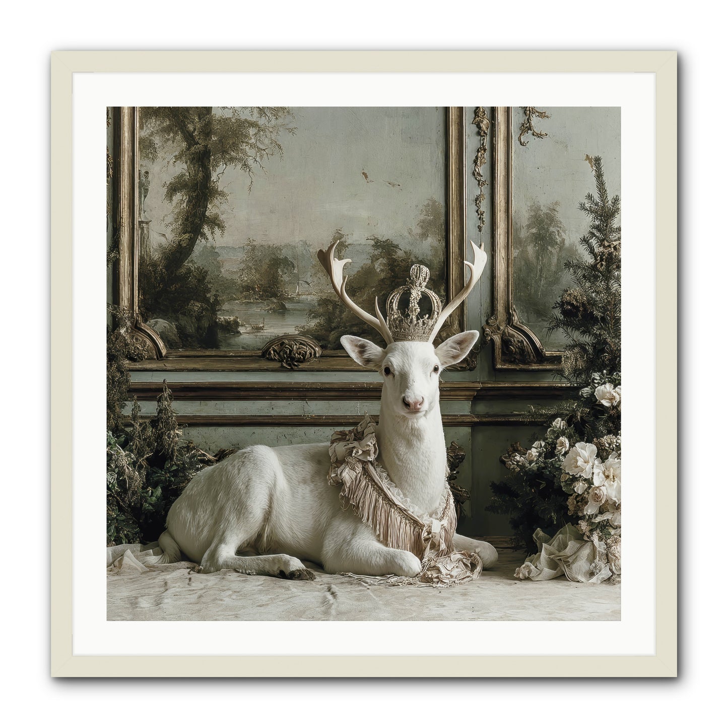Tranquil In Tinsel & Frost -- Framed Print - White 30x30