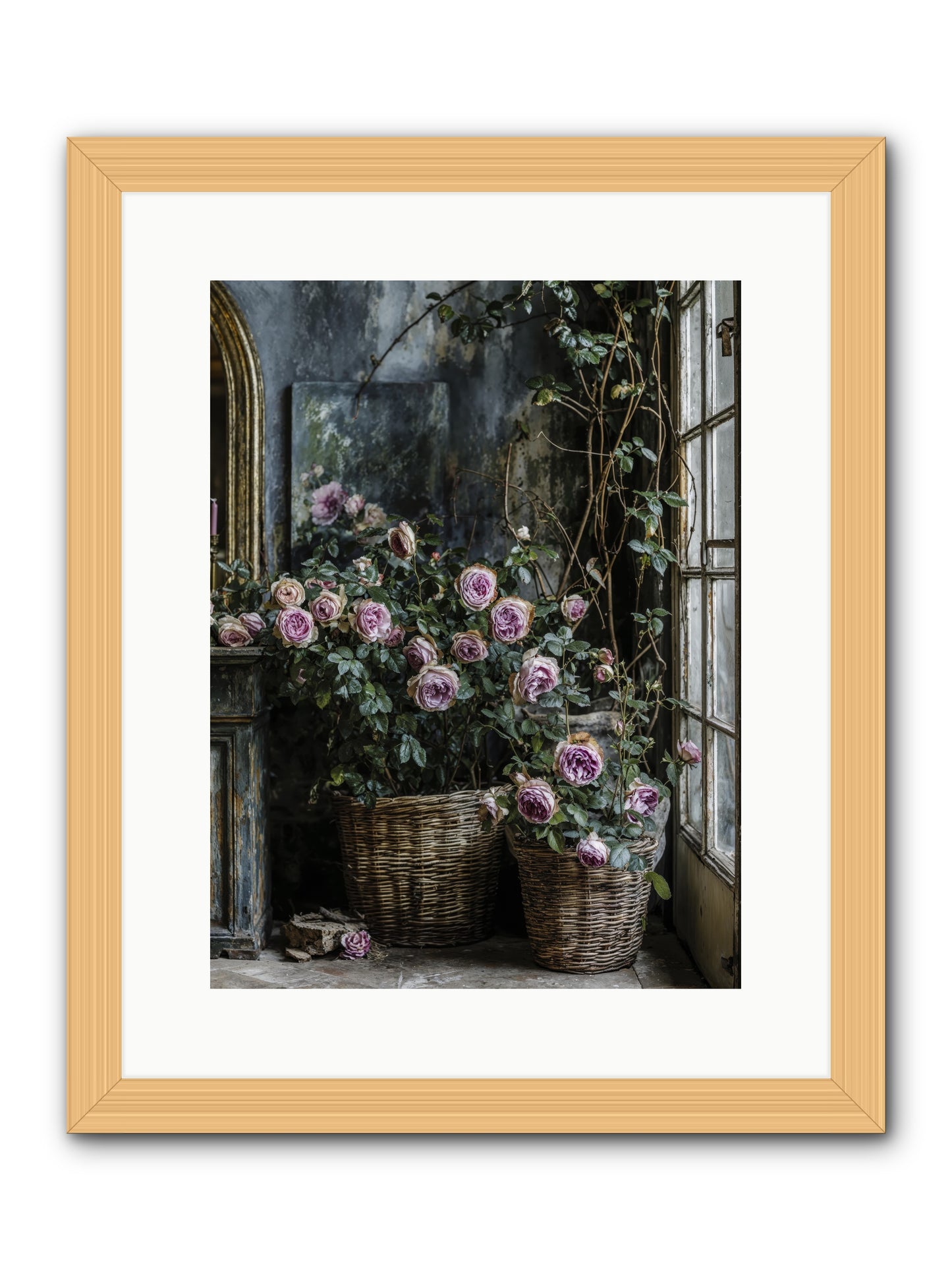 Unfinished Petal Symphony -- Framed Print - Natural 12x16