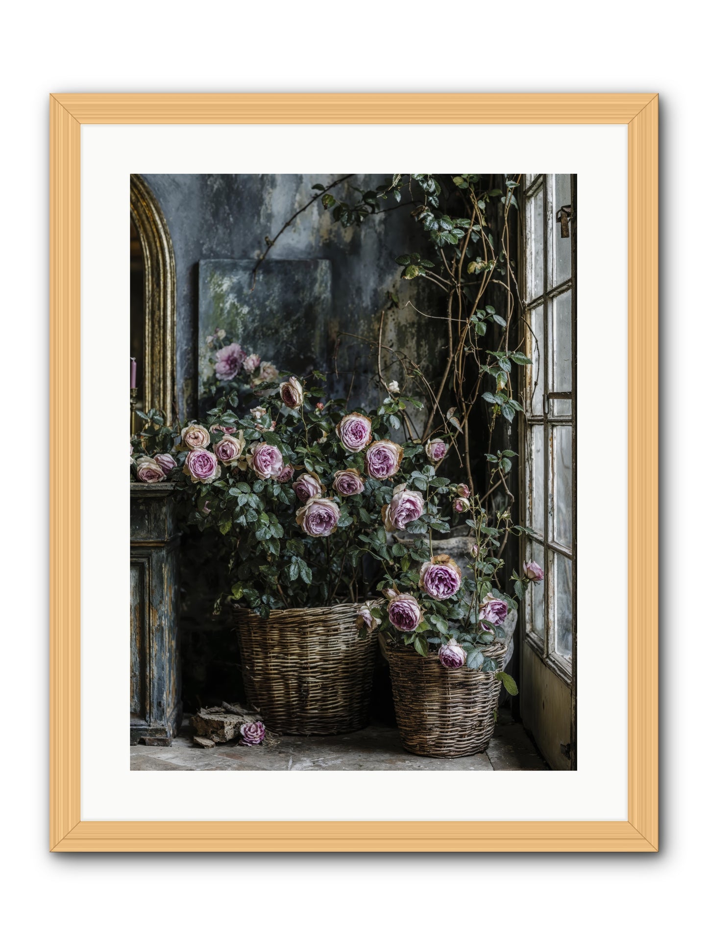Unfinished Petal Symphony -- Framed Print - Natural 18x24