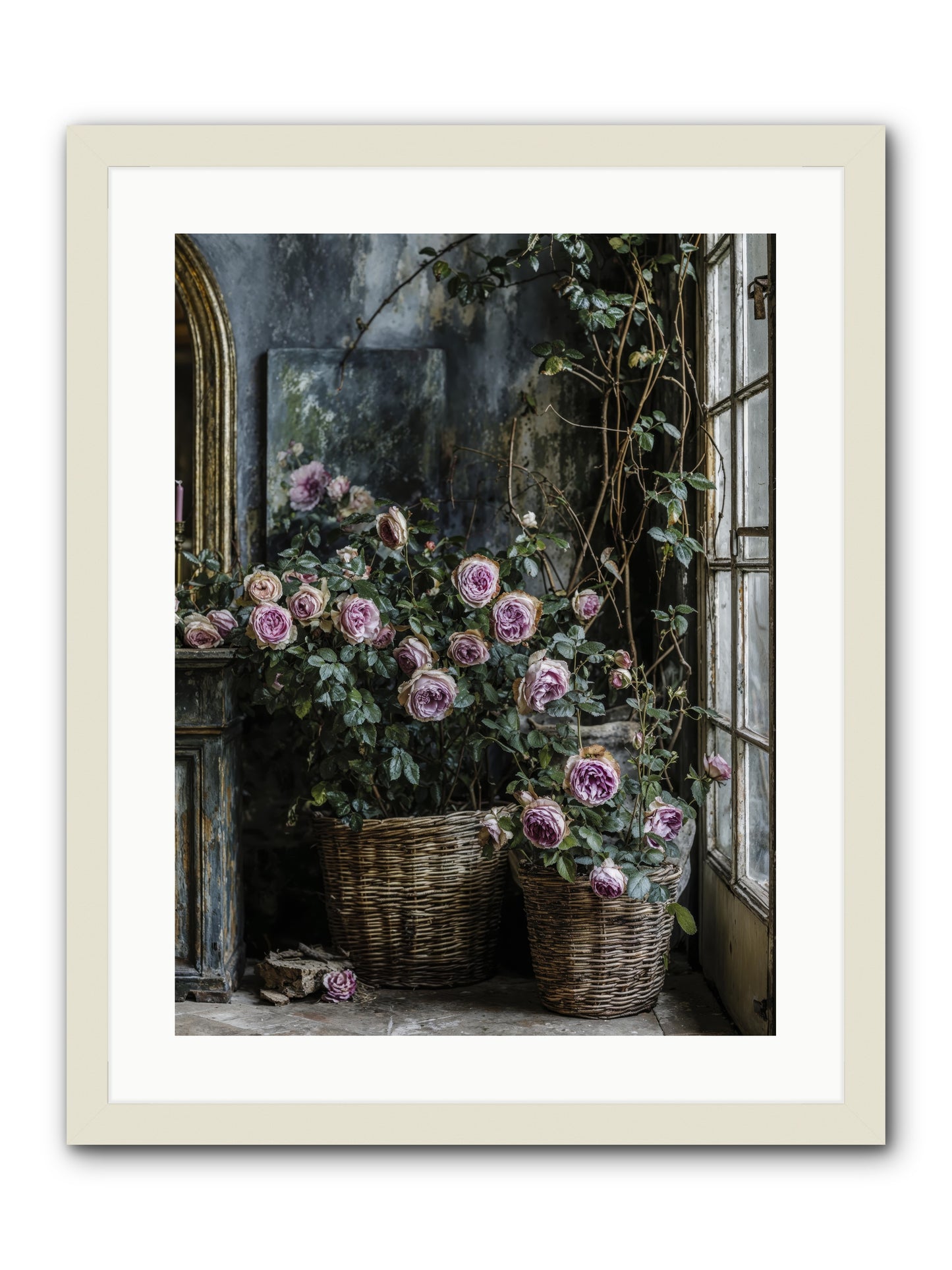 Unfinished Petal Symphony -- Framed Print - White 18x24