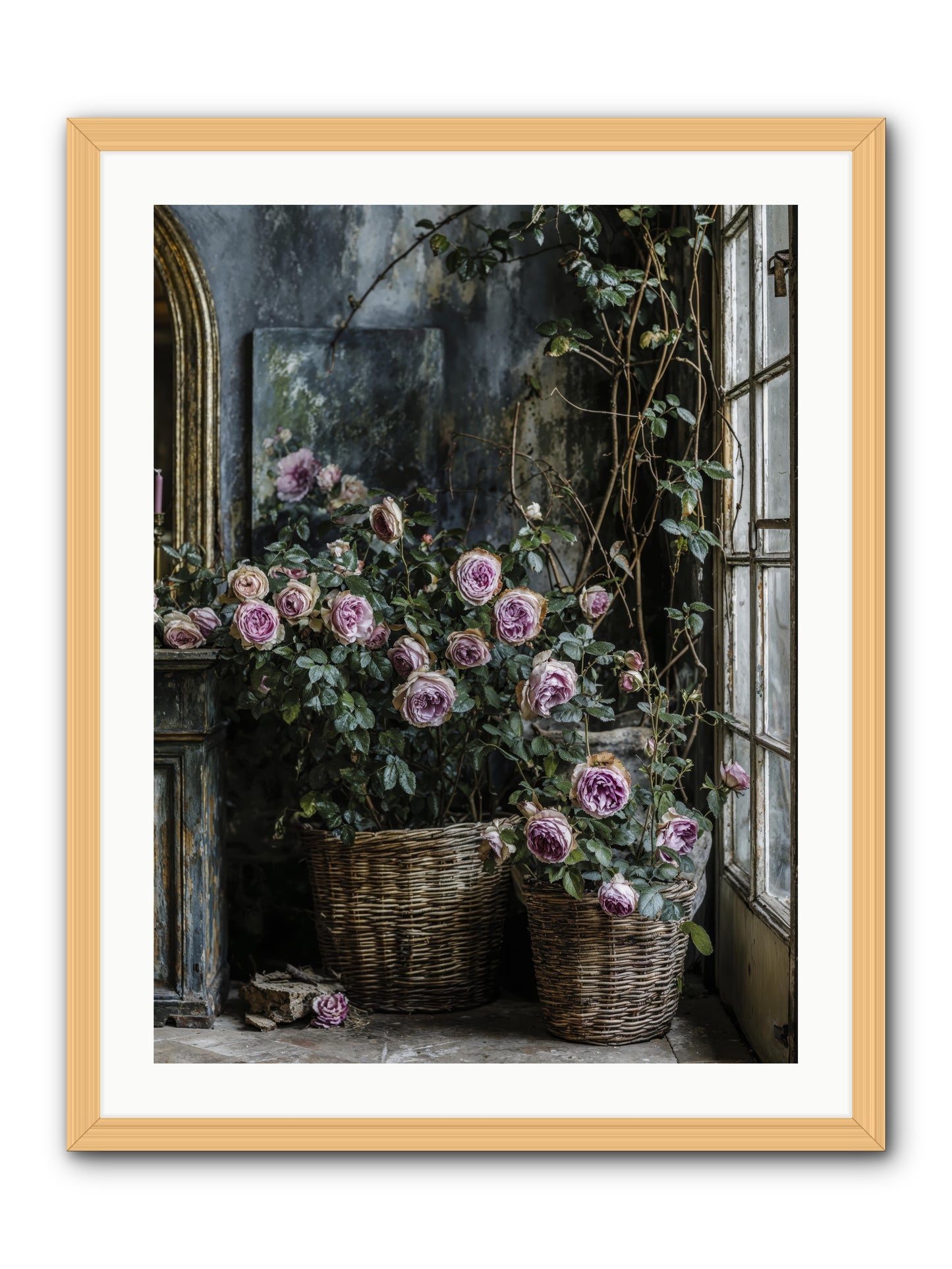 Unfinished Petal Symphony -- Framed Print - Natural 24x32