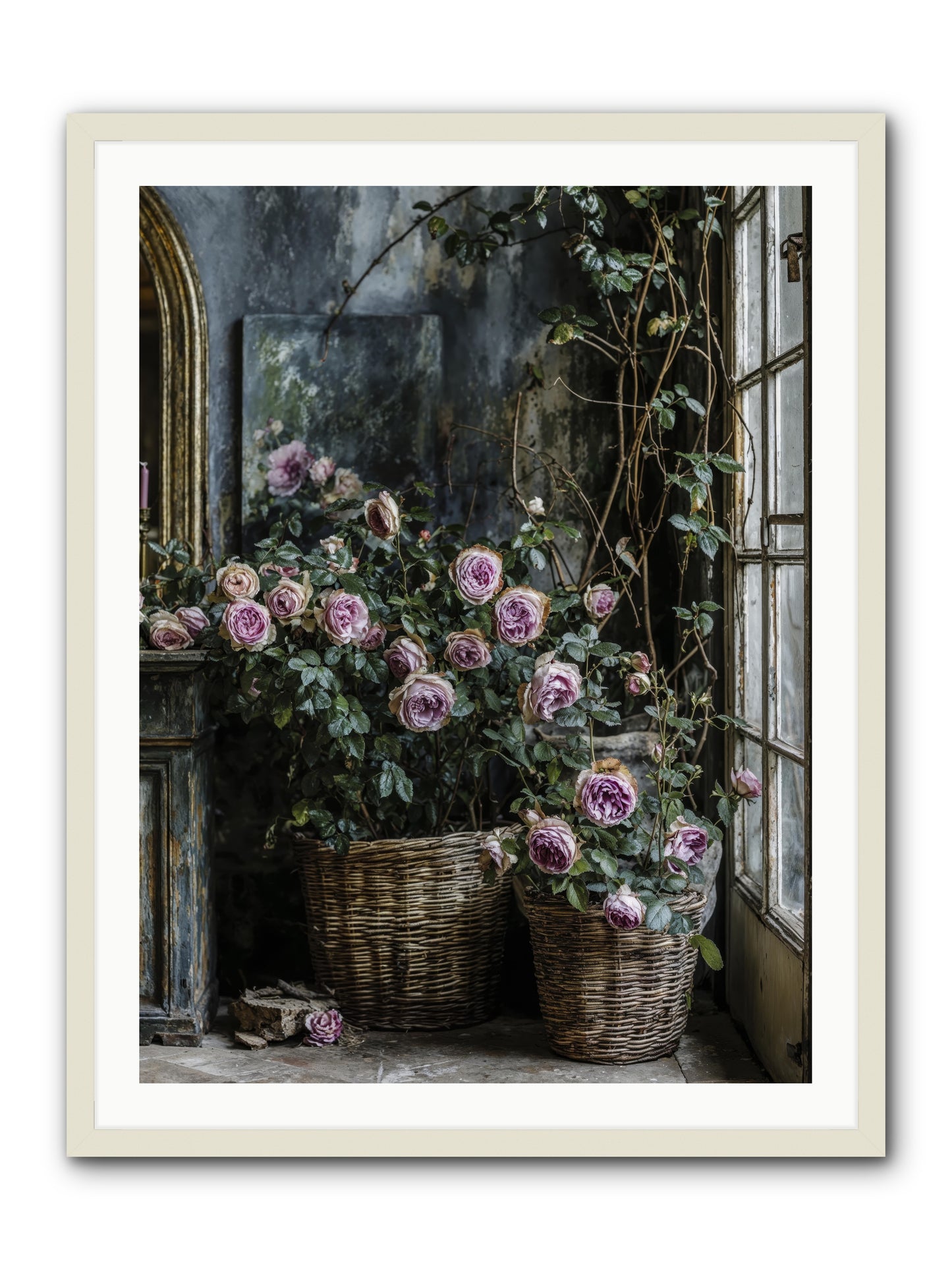 Unfinished Petal Symphony -- Framed Print - White 30x40