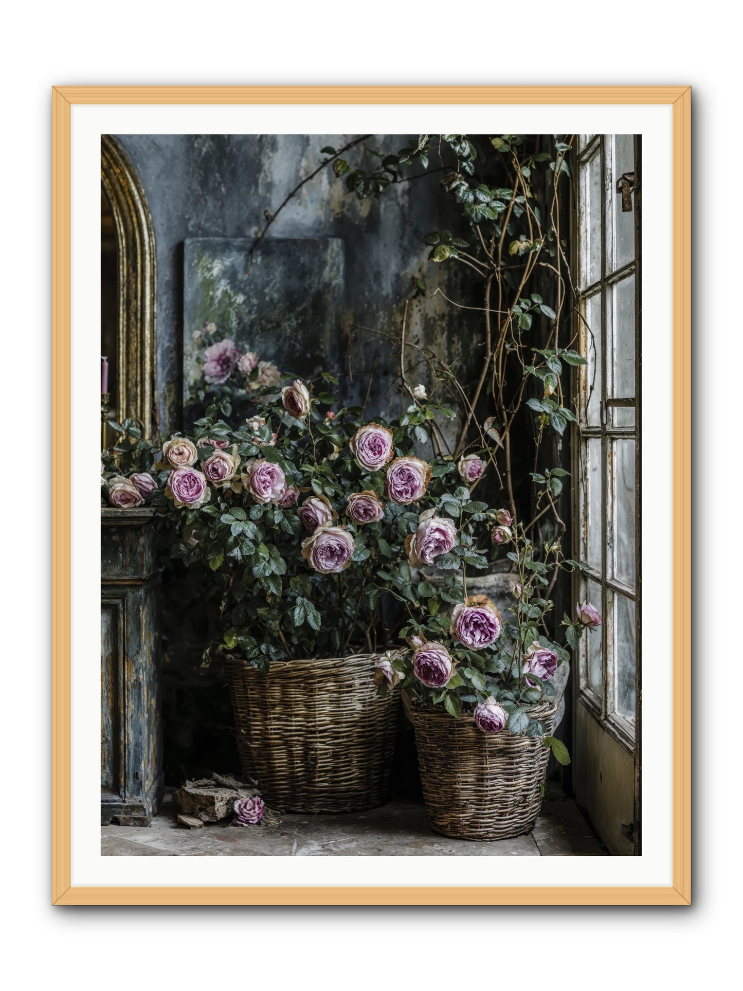 Unfinished Petal Symphony -- Framed Print - Natural 36x48