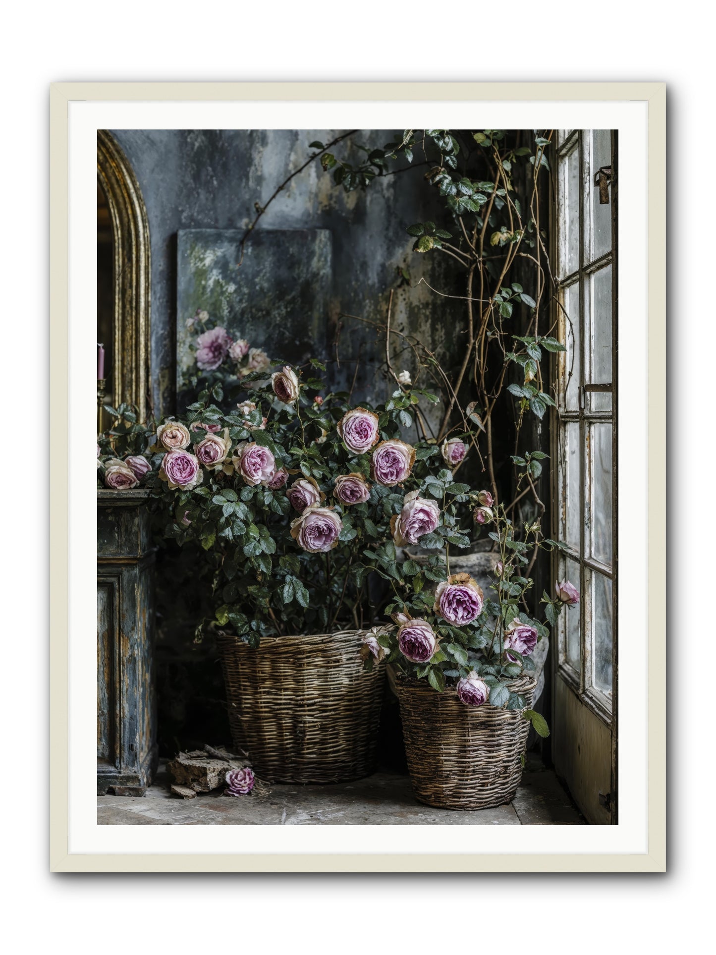 Unfinished Petal Symphony -- Framed Print - White 36x48