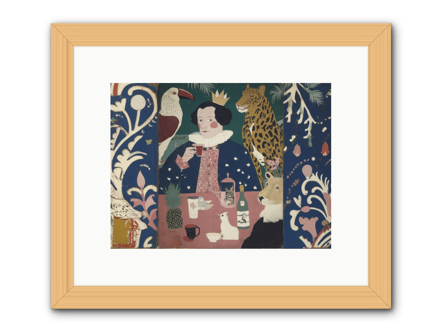 Unlikely Friends -- Framed Print - Natural 12x9