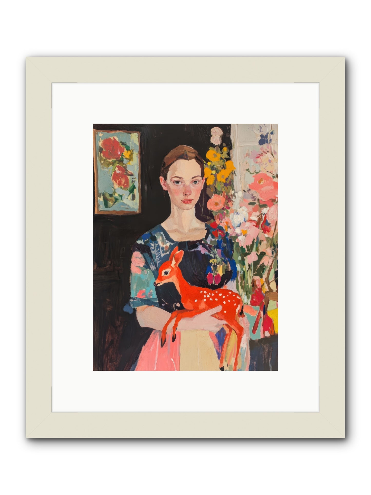 Velvet Ears and Whispers -- Framed Print - White 9x12