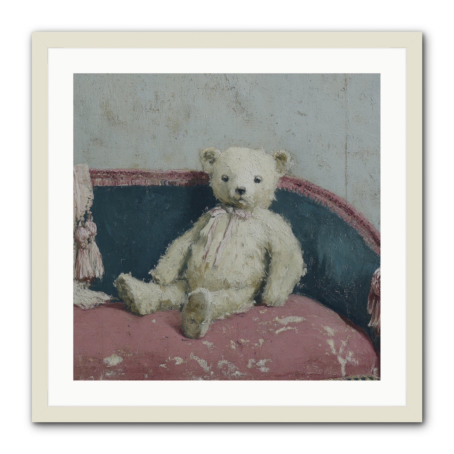 Velvet Telegram -- Framed Print - White 24x24