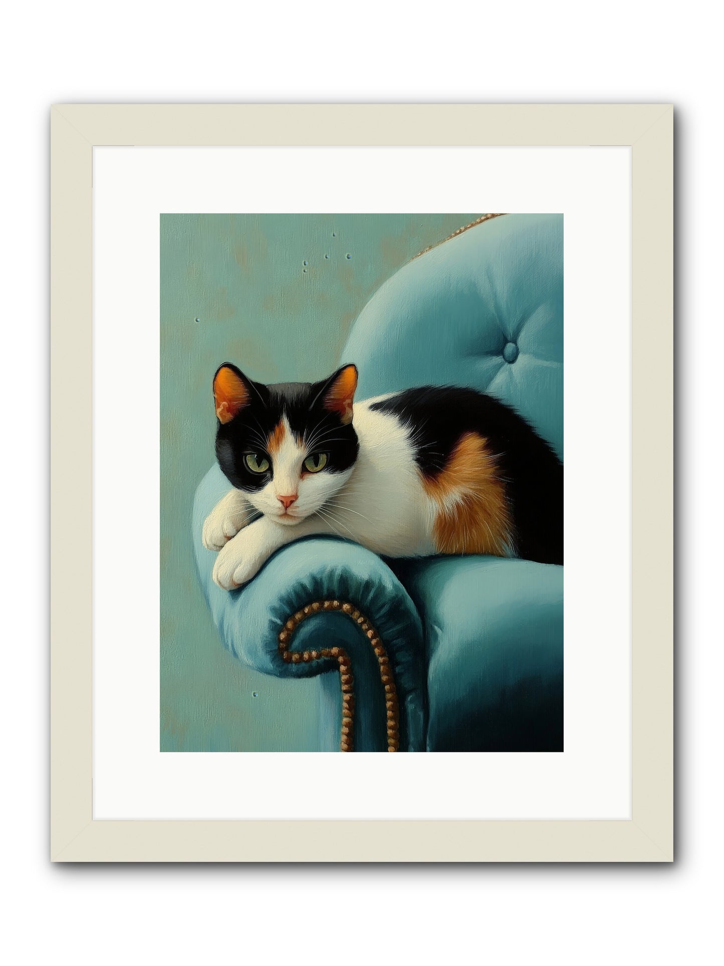 Velvet Throne For Whiskers -- Framed Print - White 12x16