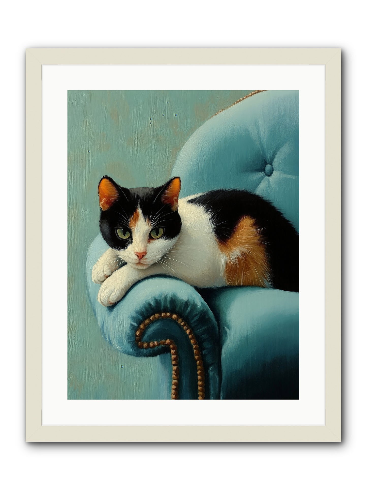 Velvet Throne For Whiskers -- Framed Print - White 18x24