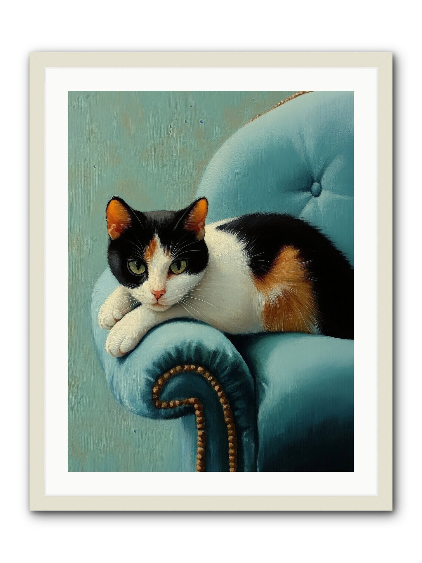 Velvet Throne For Whiskers -- Framed Print - White 24x32