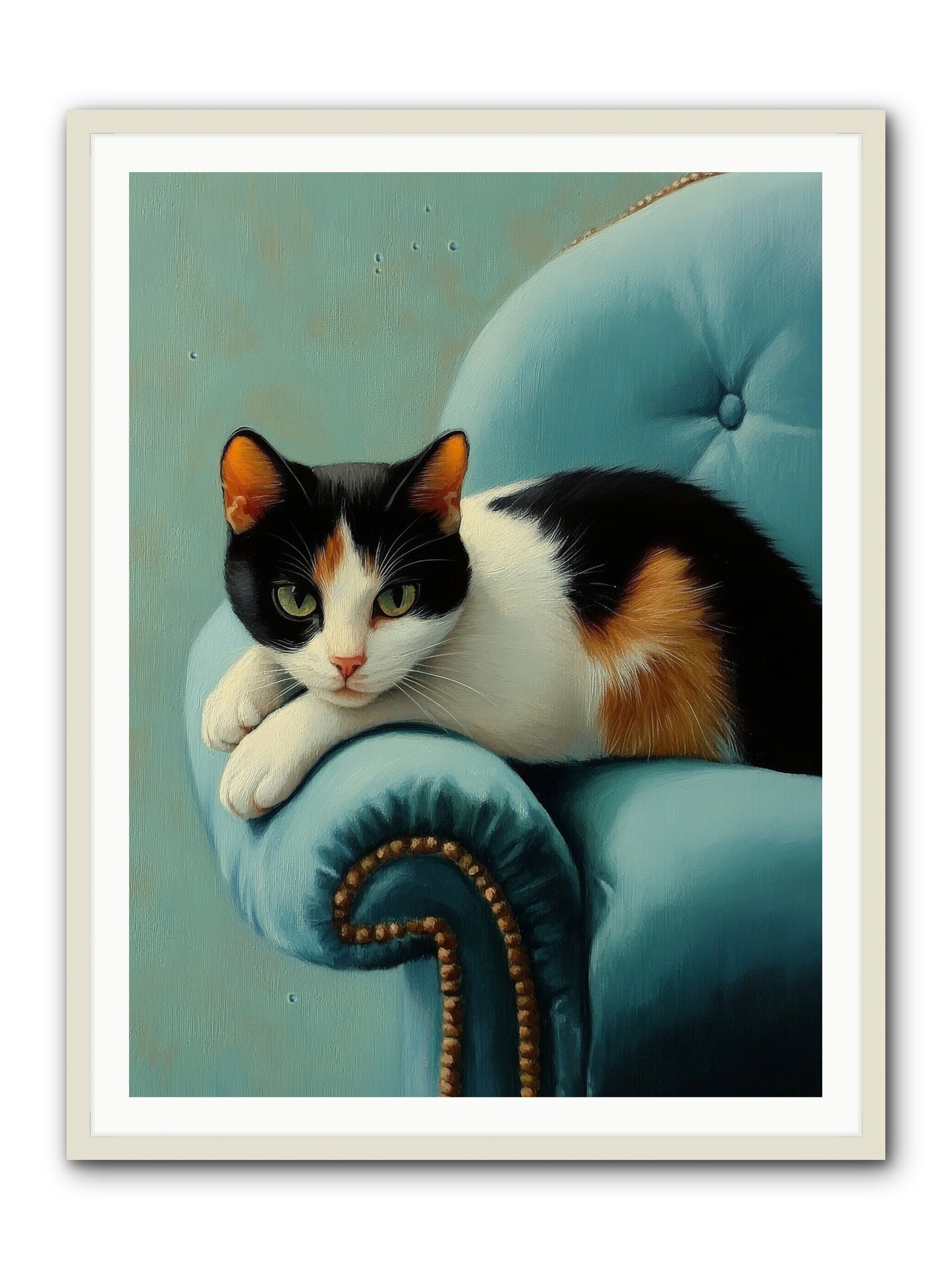 Velvet Throne For Whiskers -- Framed Print - White 36x48