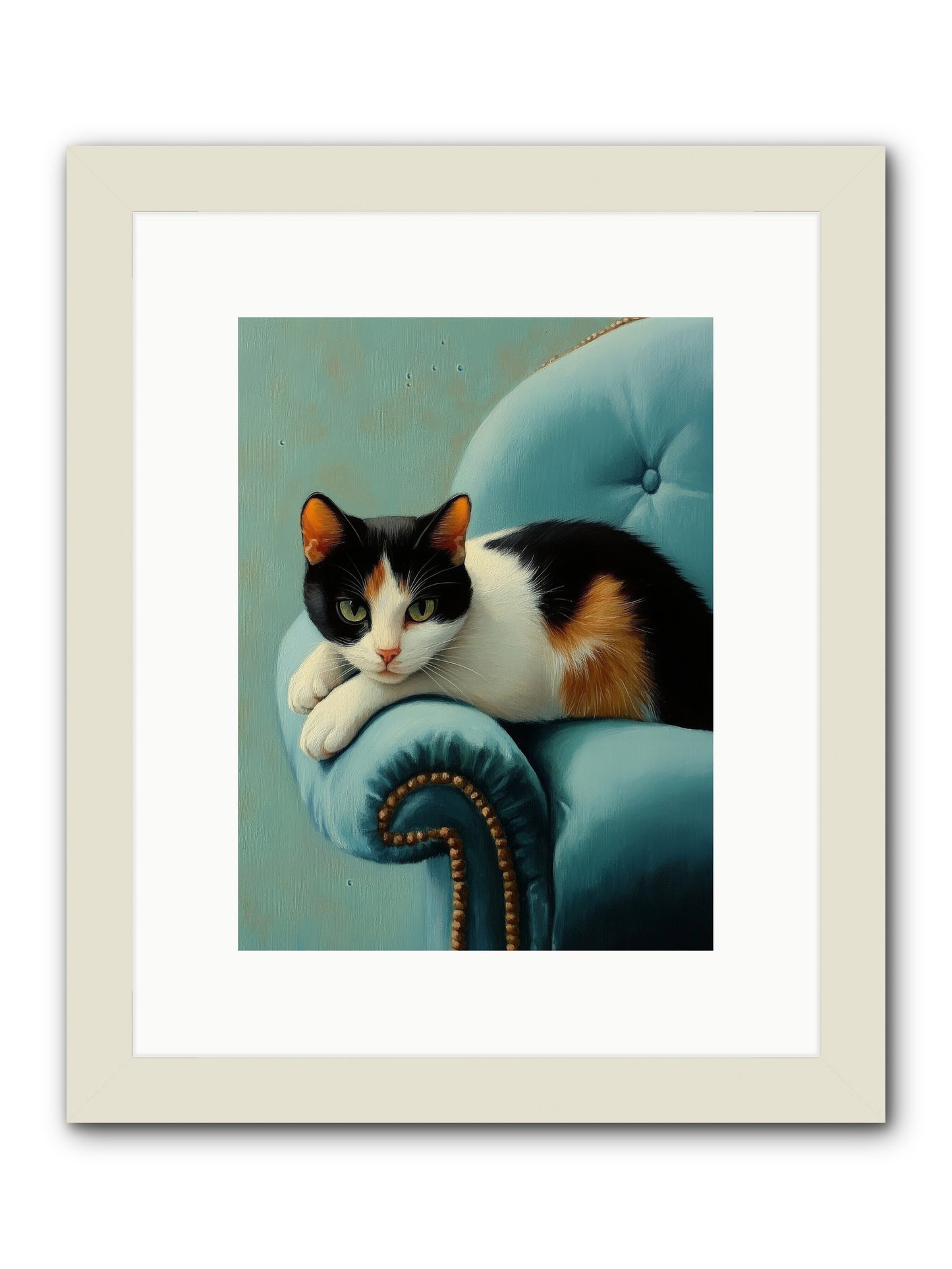 Velvet Throne For Whiskers -- Framed Print - White 9x12