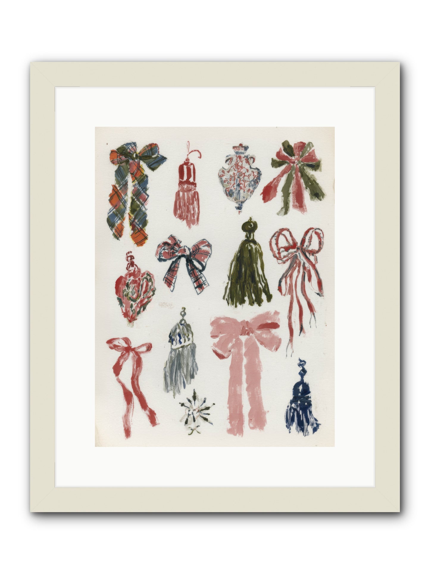 Velvet Tied & Merry Eyed -- Framed Print - White 12x16