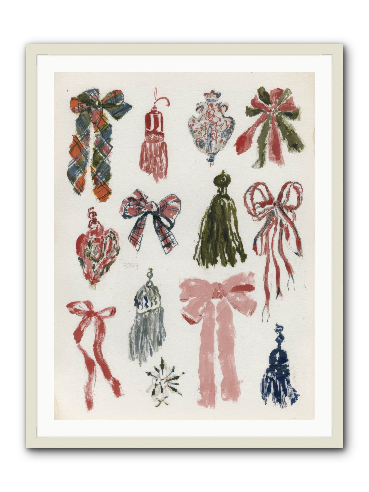 Velvet Tied & Merry Eyed -- Framed Print - White 30x40