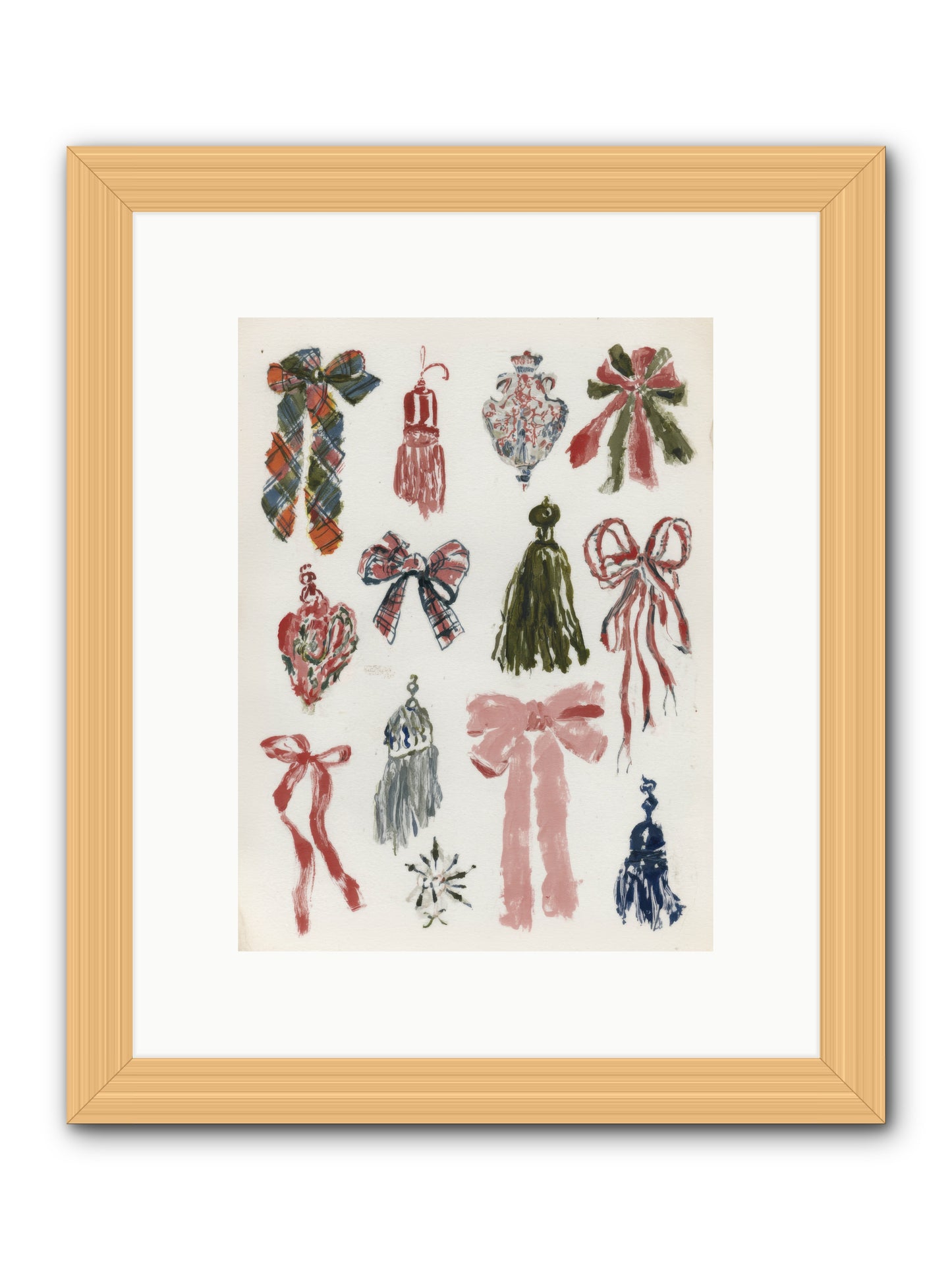 Velvet Tied & Merry Eyed -- Framed Print - Natural 9x12
