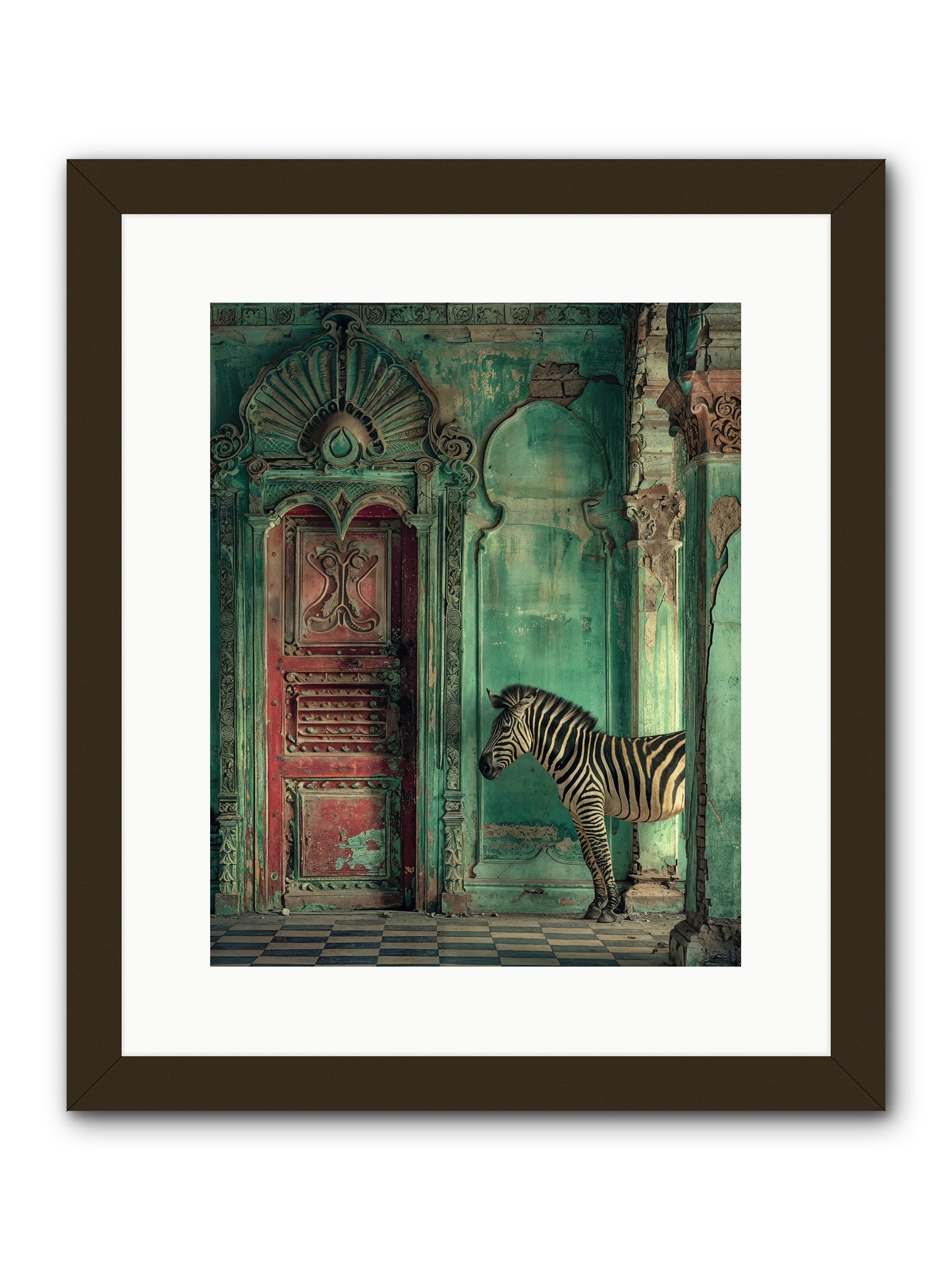Wanderer At The Palace Gate -- Framed Print - Black 12x15