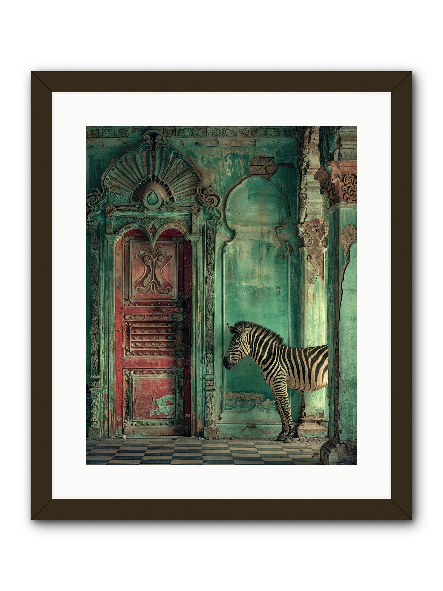 Wanderer At The Palace Gate -- Framed Print - Black 16x20