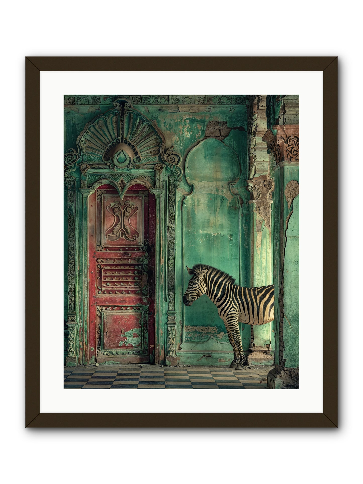 Wanderer At The Palace Gate -- Framed Print - Black 20x25