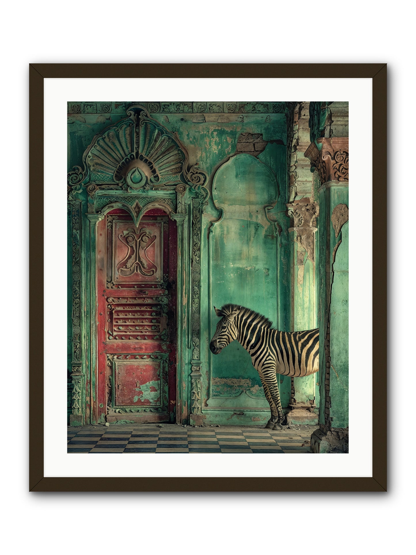 Wanderer At The Palace Gate -- Framed Print - Black 24x30