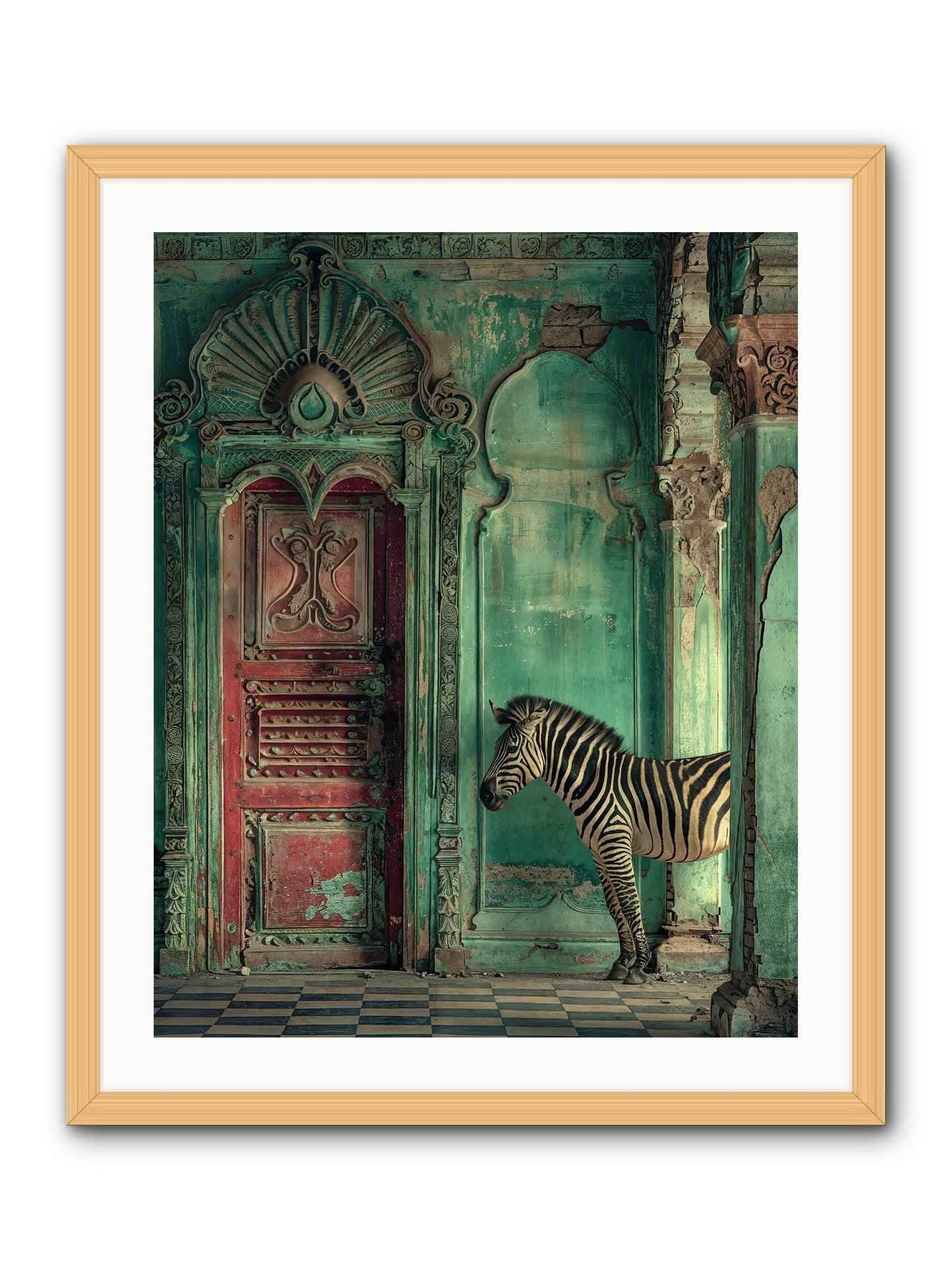 Wanderer At The Palace Gate -- Framed Print - Natural 24x30