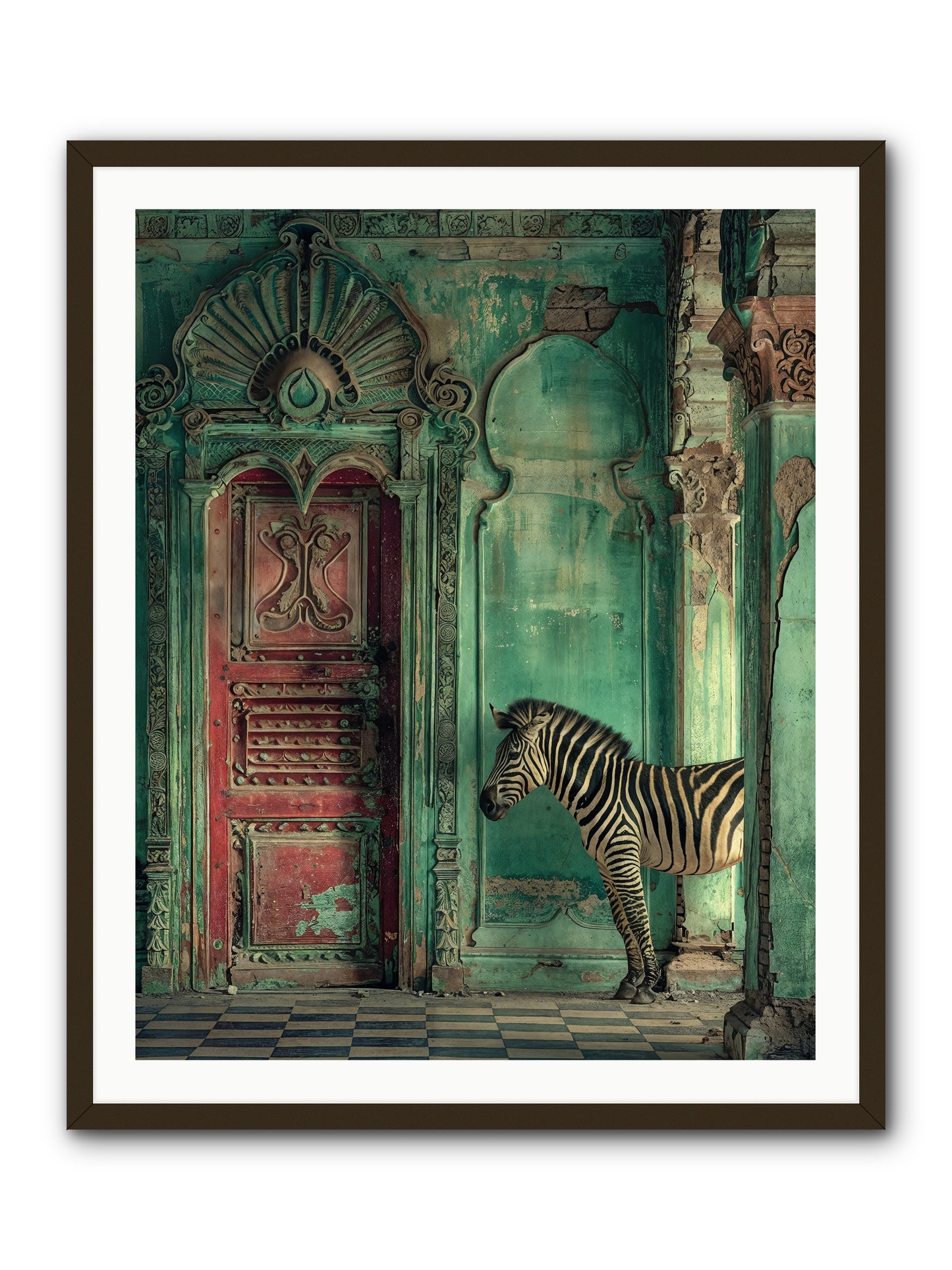 Wanderer At The Palace Gate -- Framed Print - Black 32x40