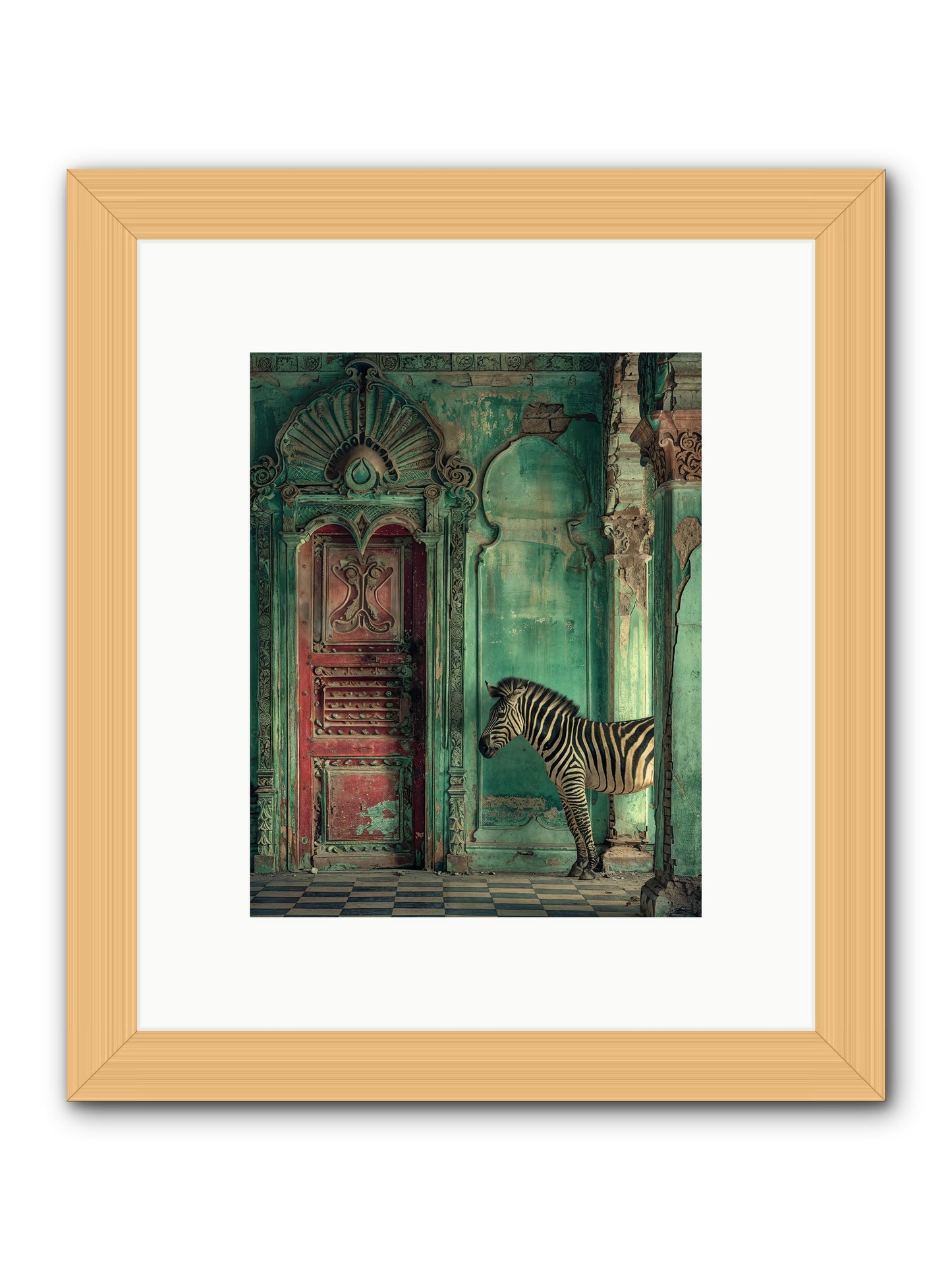 Wanderer At The Palace Gate -- Framed Print - Natural 8x10