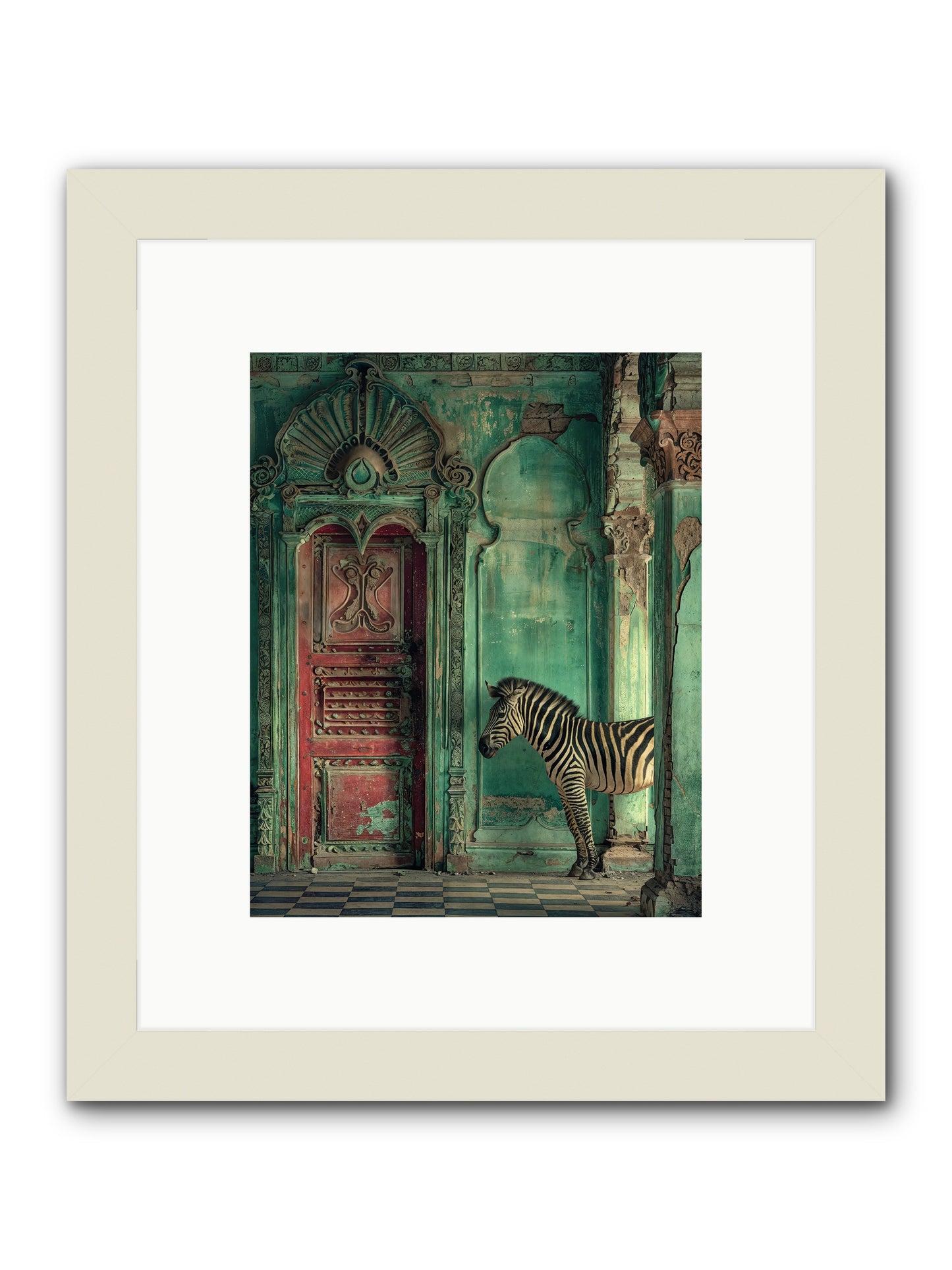 Wanderer At The Palace Gate -- Framed Print - White 8x10