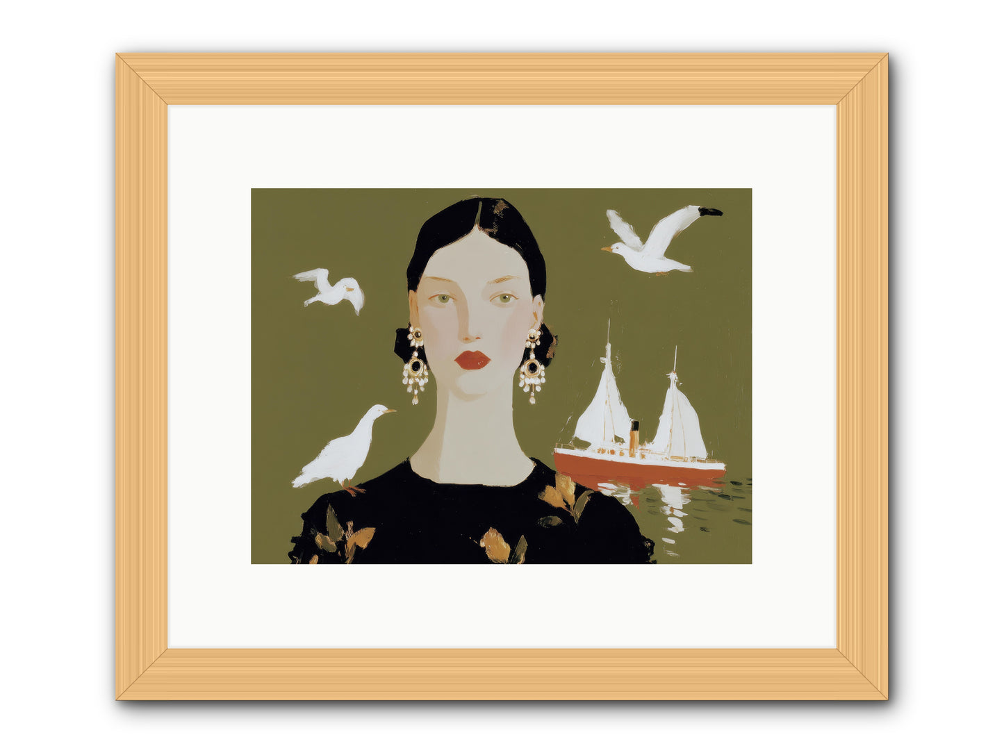 Water Meets the Threshold -- Framed Print - Natural 12x9