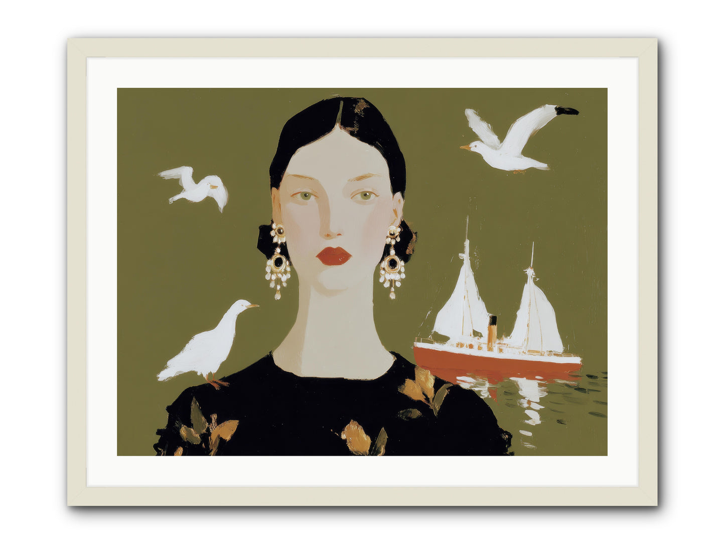 Water Meets the Threshold -- Framed Print - White 32x24