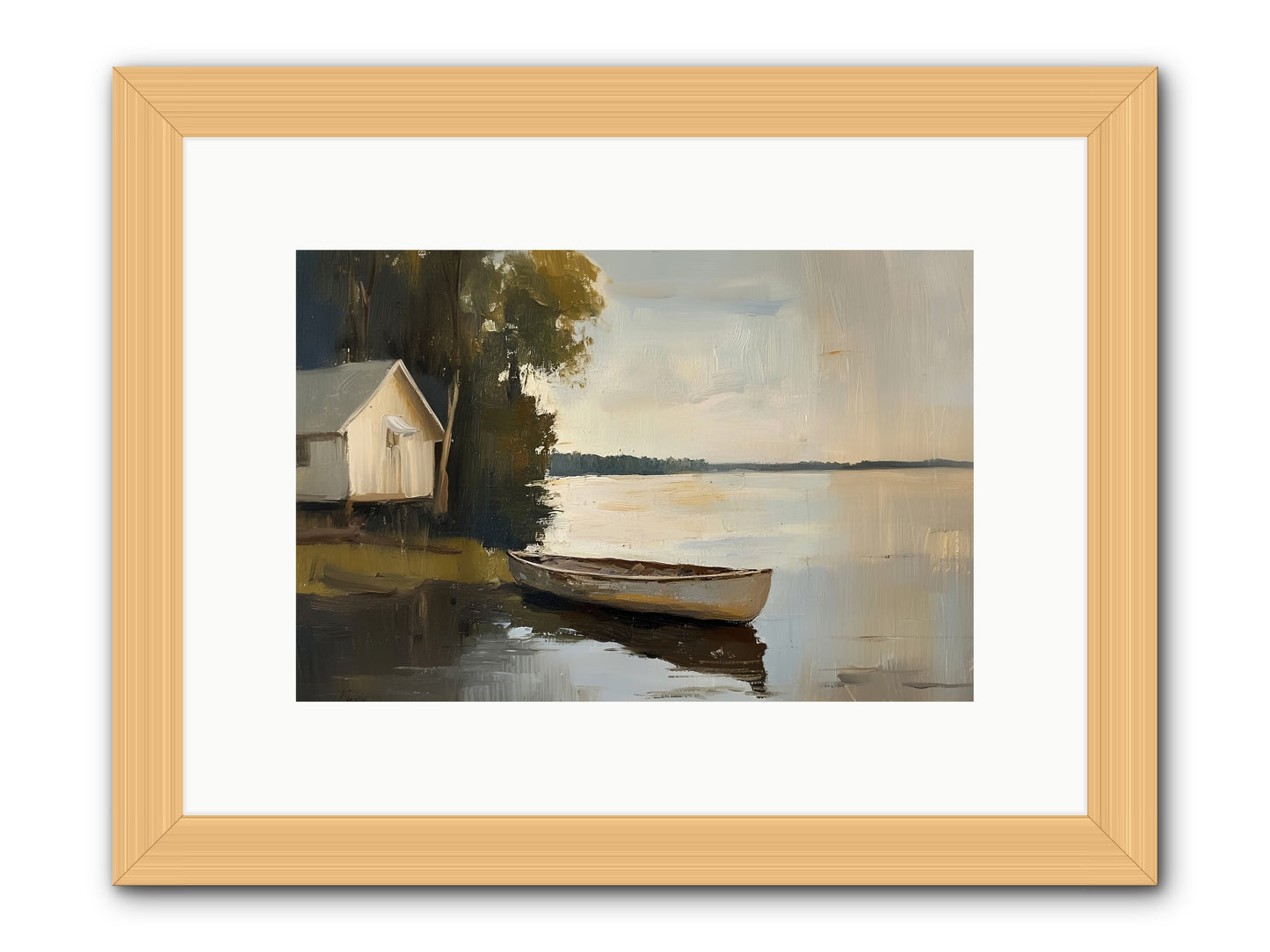 Water's Edge -- Framed Print - Natural 12x8