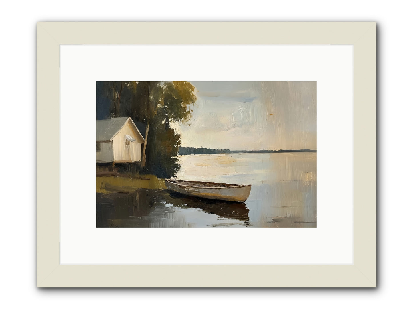 Water's Edge -- Framed Print - White 12x8