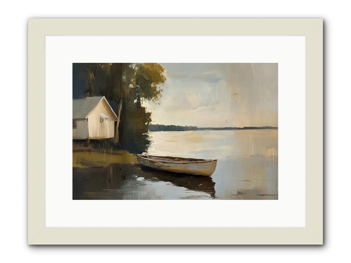 Water's Edge -- Framed Print - White 15x10