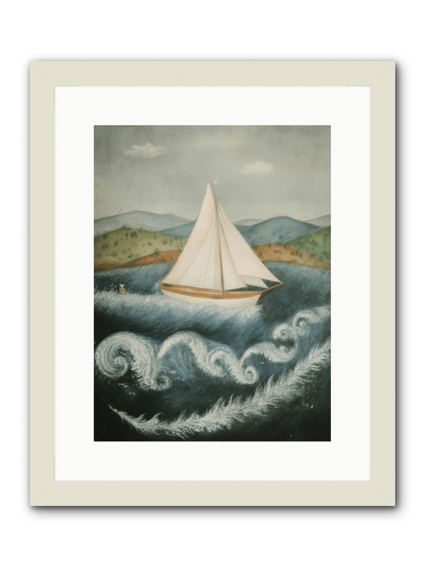 Wave Song Eternal -- Framed Print - White 12x16