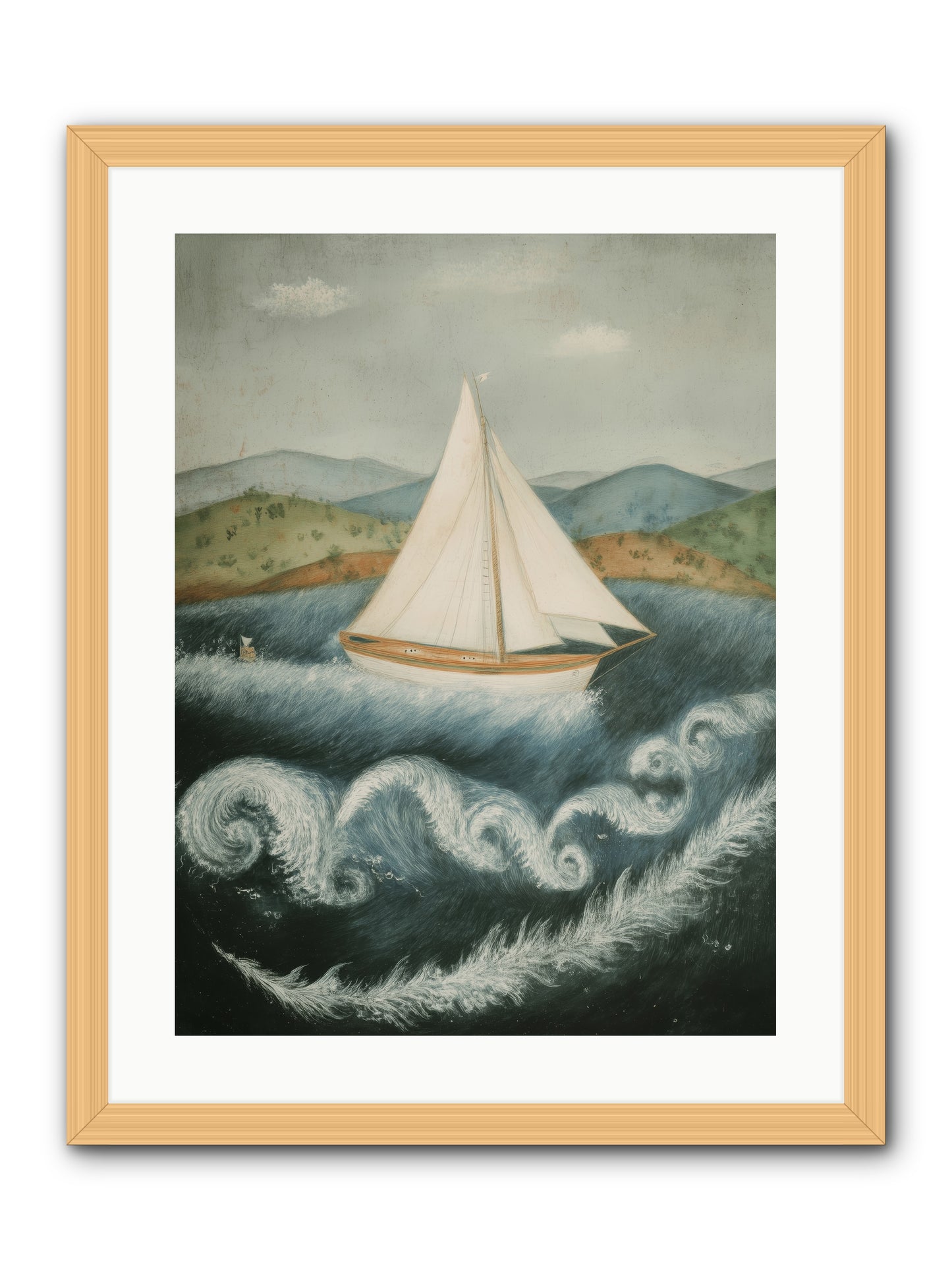 Wave Song Eternal -- Framed Print - Natural 18x24