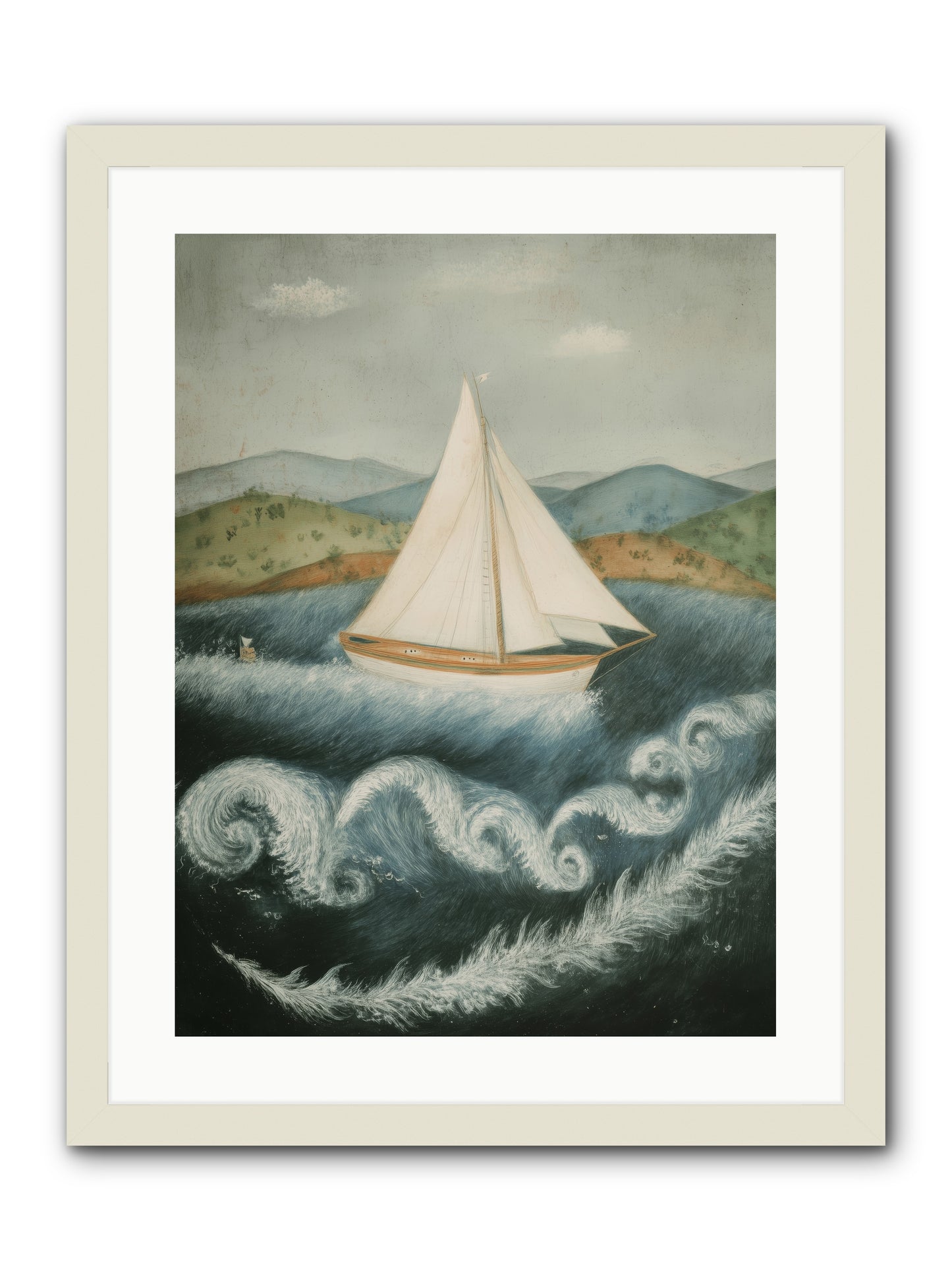 Wave Song Eternal -- Framed Print - White 18x24