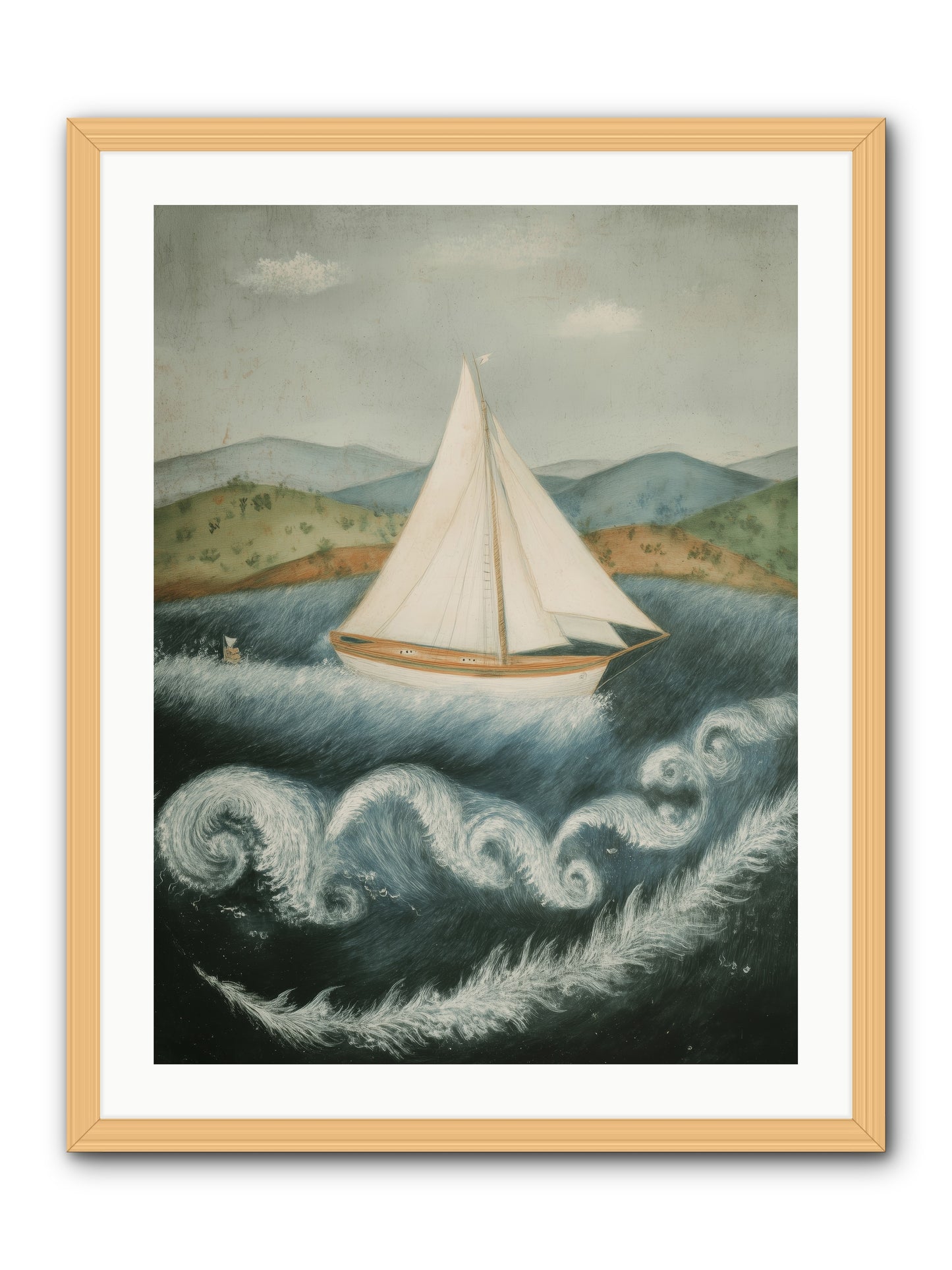 Wave Song Eternal -- Framed Print - Natural 24x32