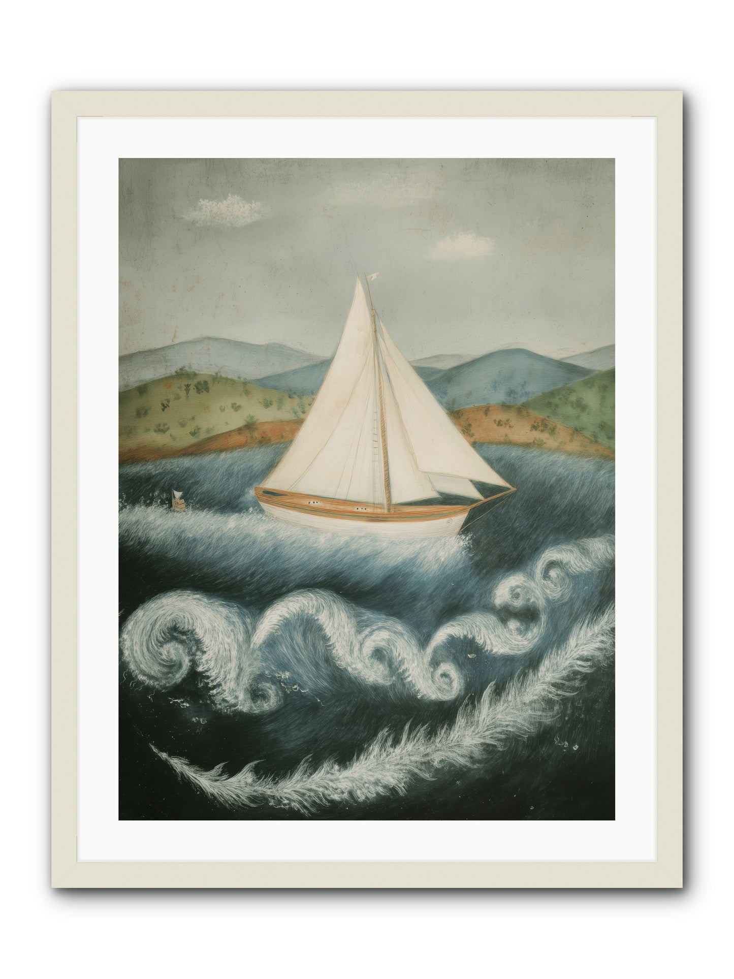 Wave Song Eternal -- Framed Print - White 24x32