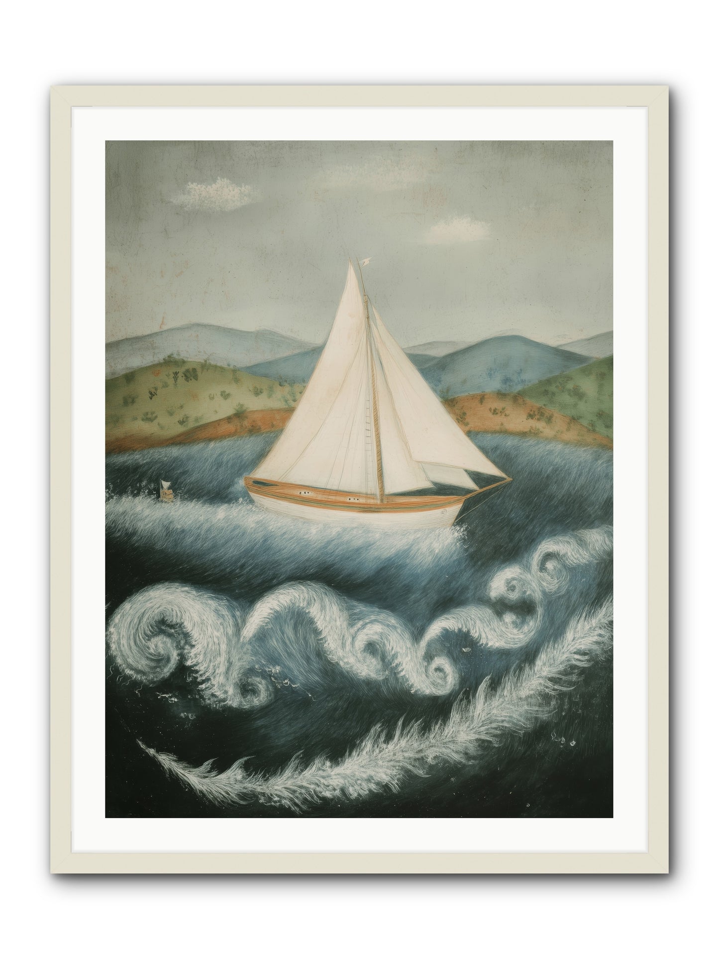 Wave Song Eternal -- Framed Print - White 30x40