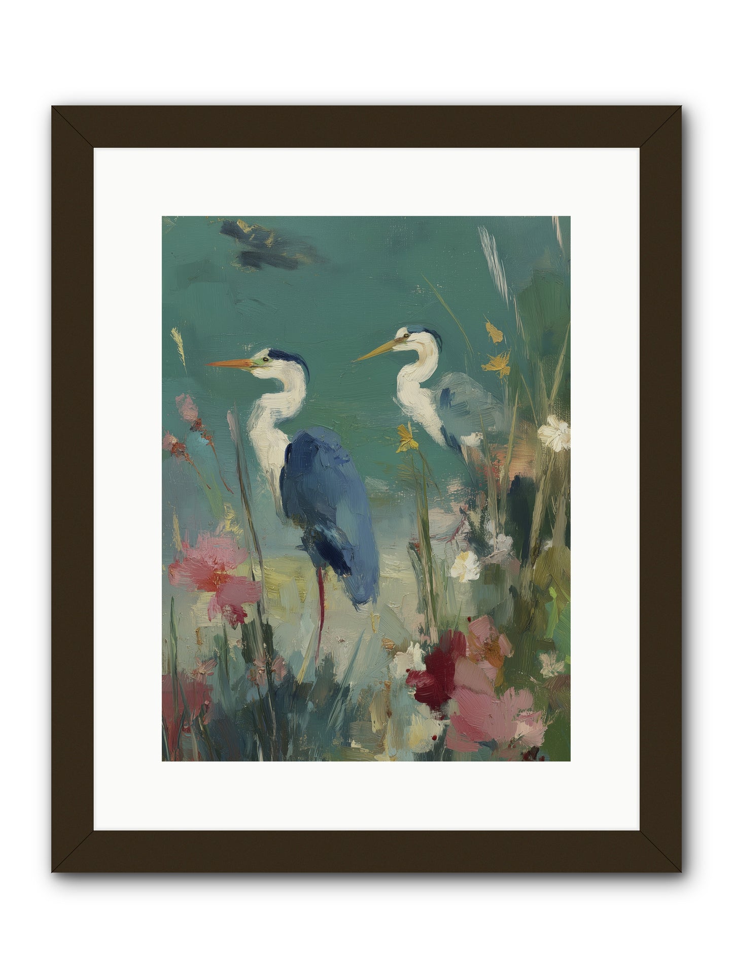 Wave-Whispered Blooms -- Framed Print - Black 12x16